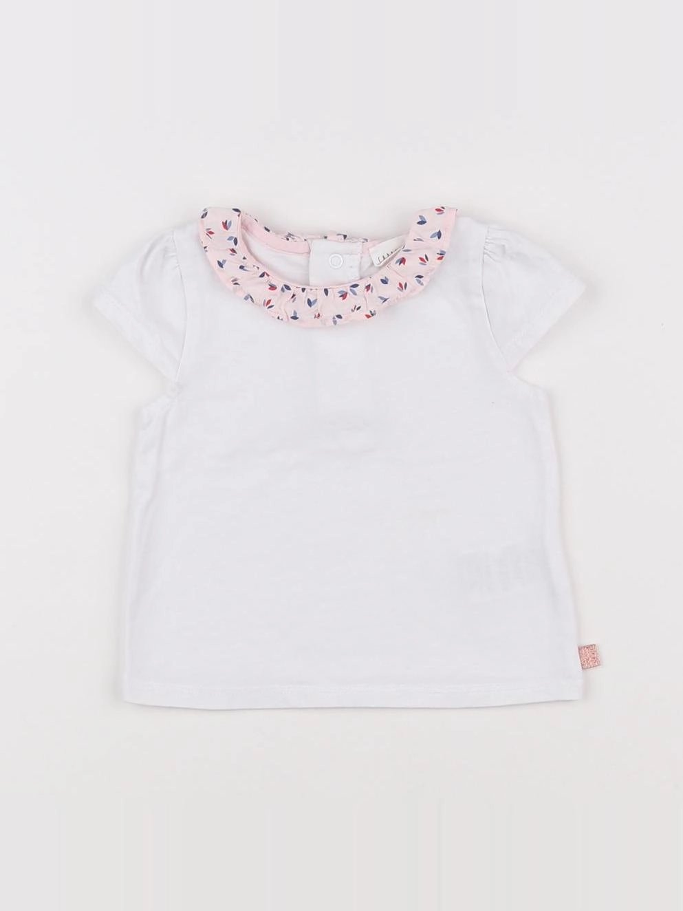 Carrément Beau - tee-shirt blanc, rose, bleu - 6 mois