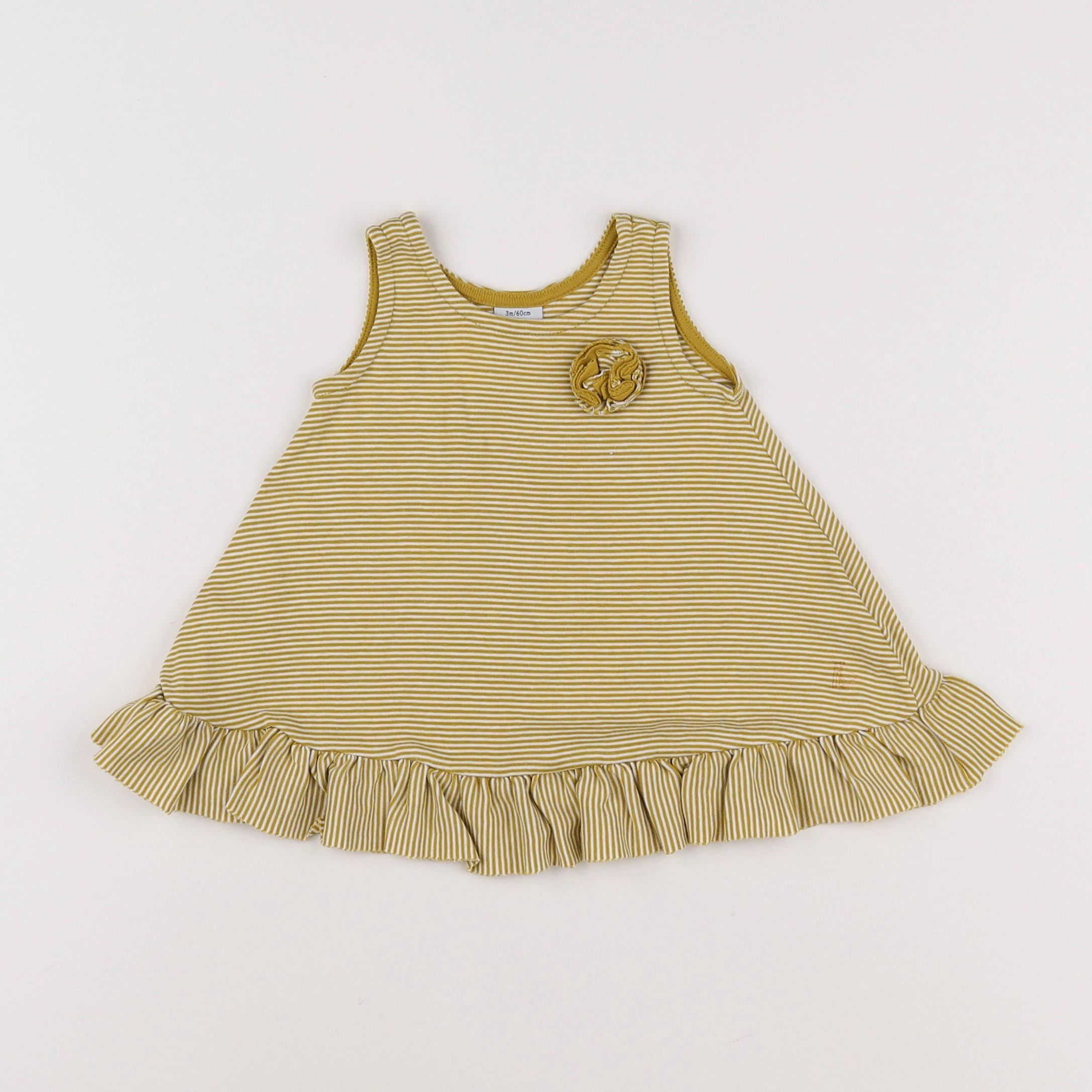 Petit Bateau - robe blanc, jaune - 3 mois