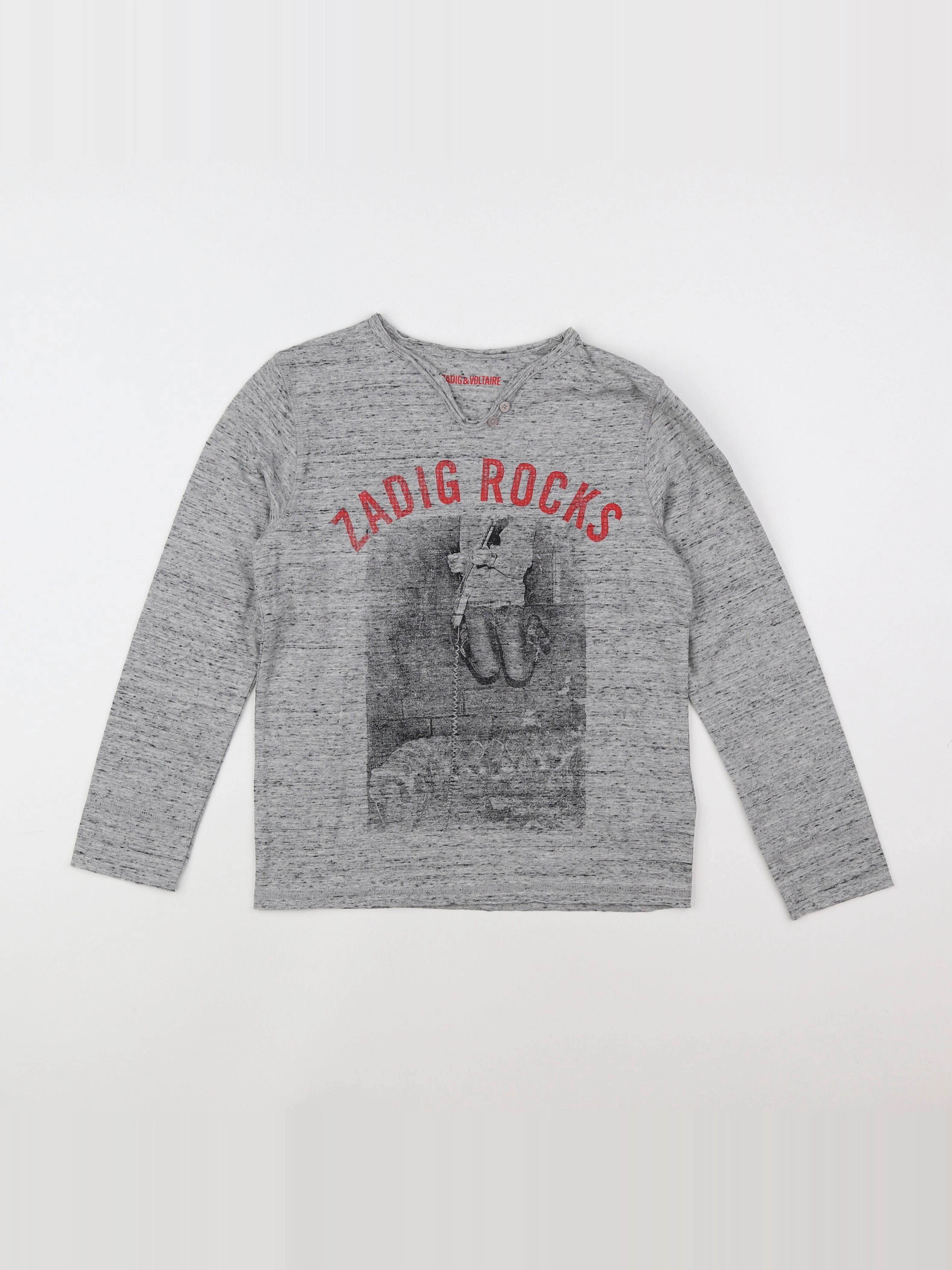 Zadig & Voltaire - tee-shirt gris - 8 ans
