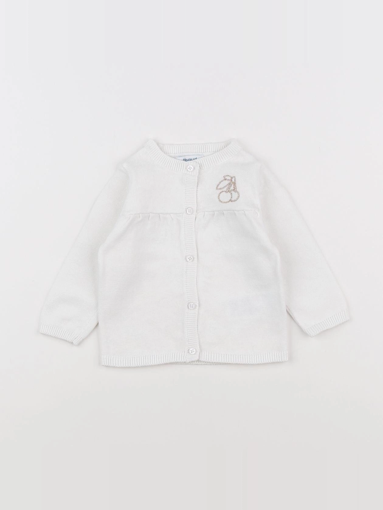 Vertbaudet - gilet blanc - 6 mois