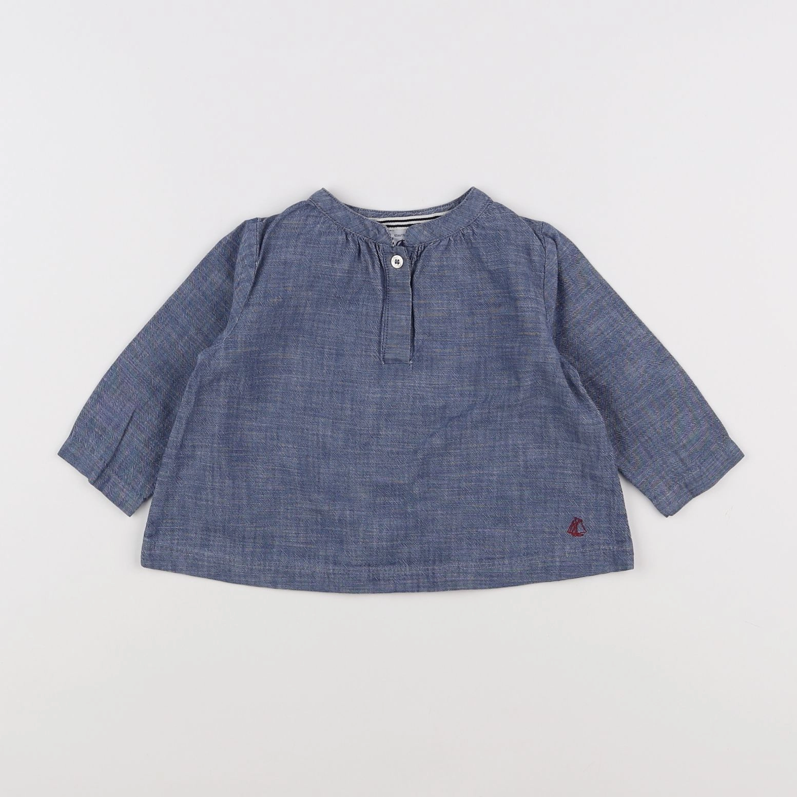 Petit Bateau - blouse bleu - 12 mois