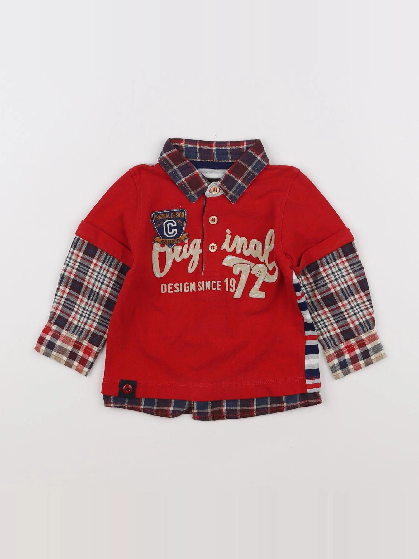 Catimini - polo rouge, bleu - 12 mois