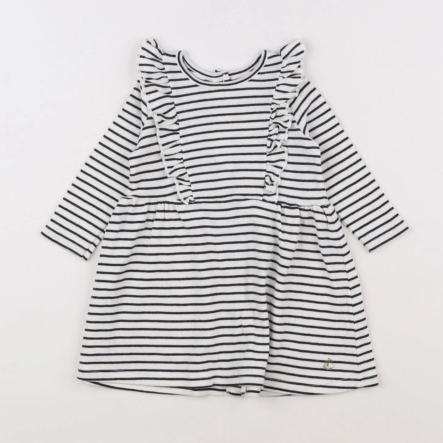 Petit Bateau - robe blanc, bleu - 12 mois