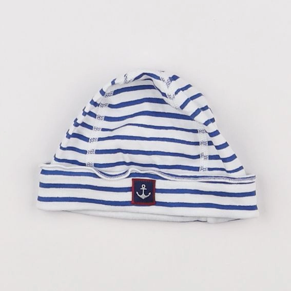 Petit Bateau - bonnet blanc, bleu - 3 mois