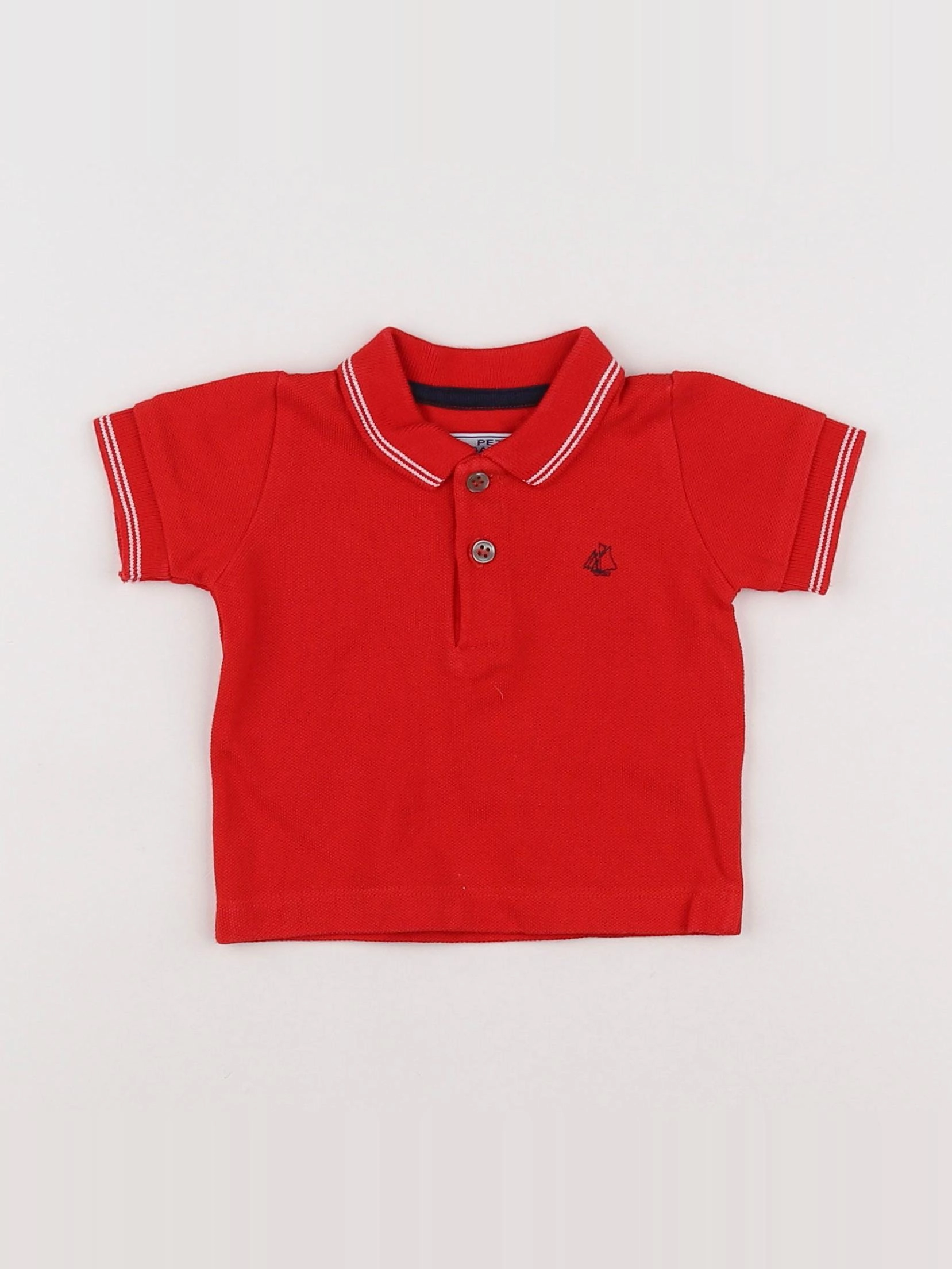 Petit Bateau - polo rouge - 3 mois