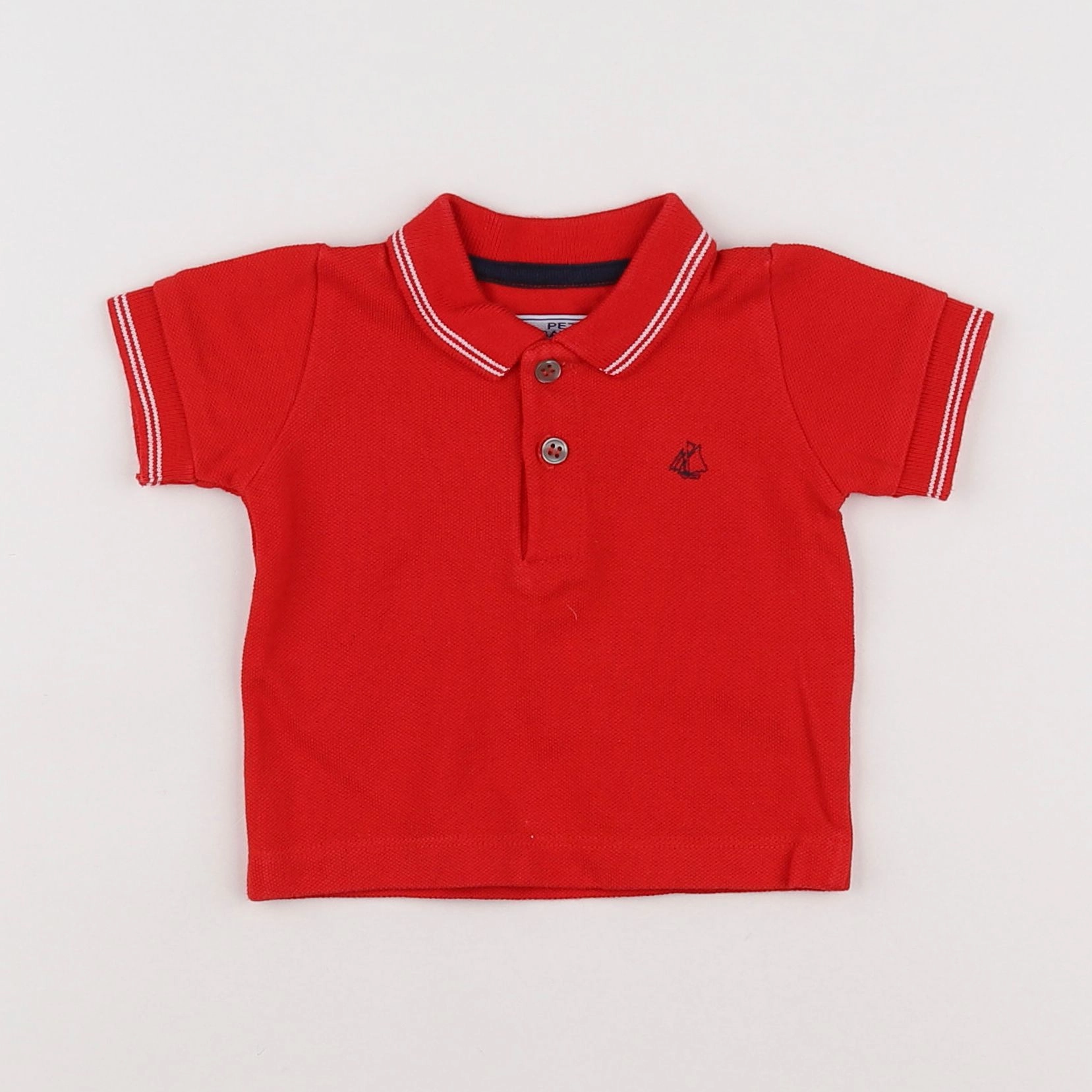 Petit Bateau - polo rouge - 3 mois