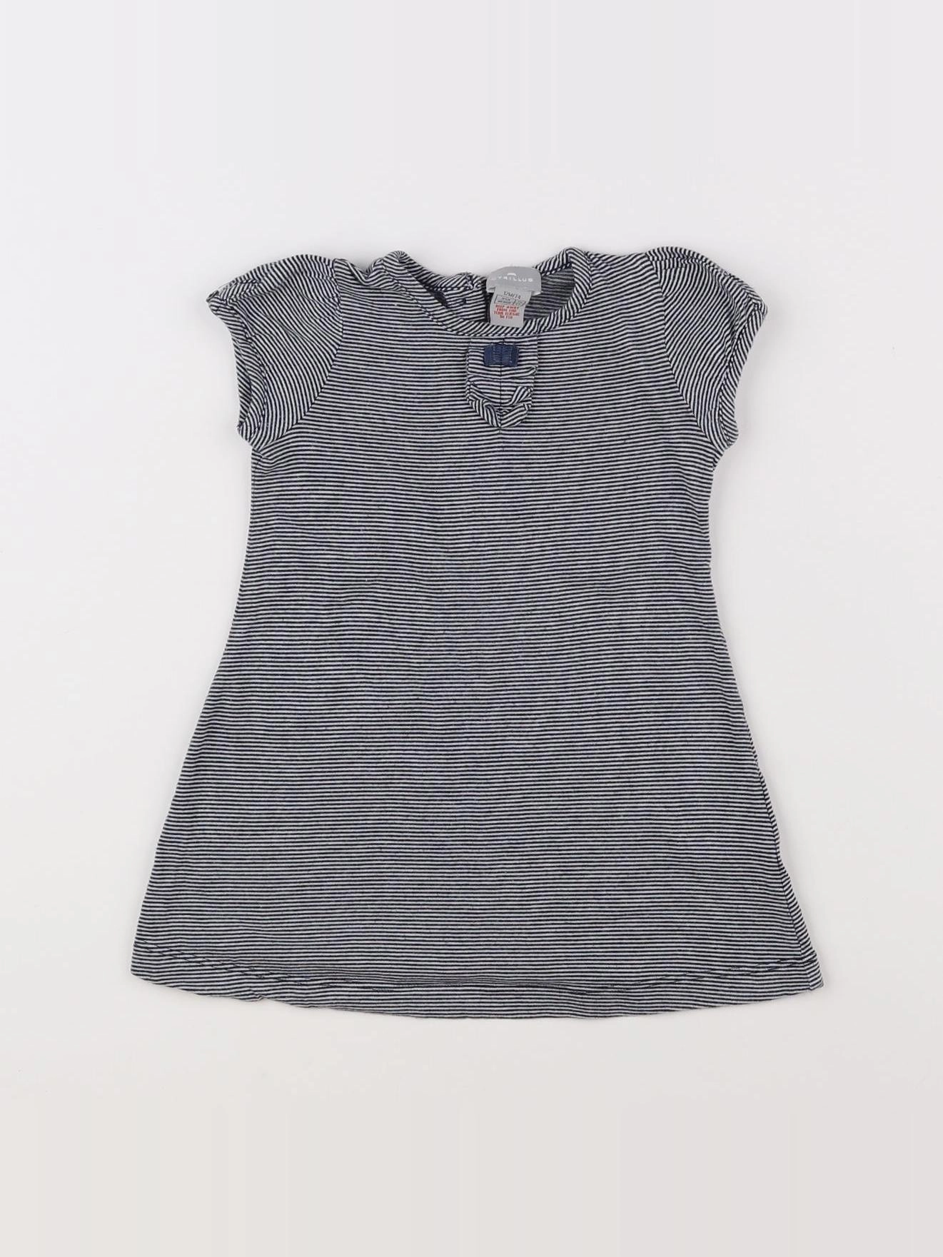 Cyrillus - robe bleu, blanc - 12 mois