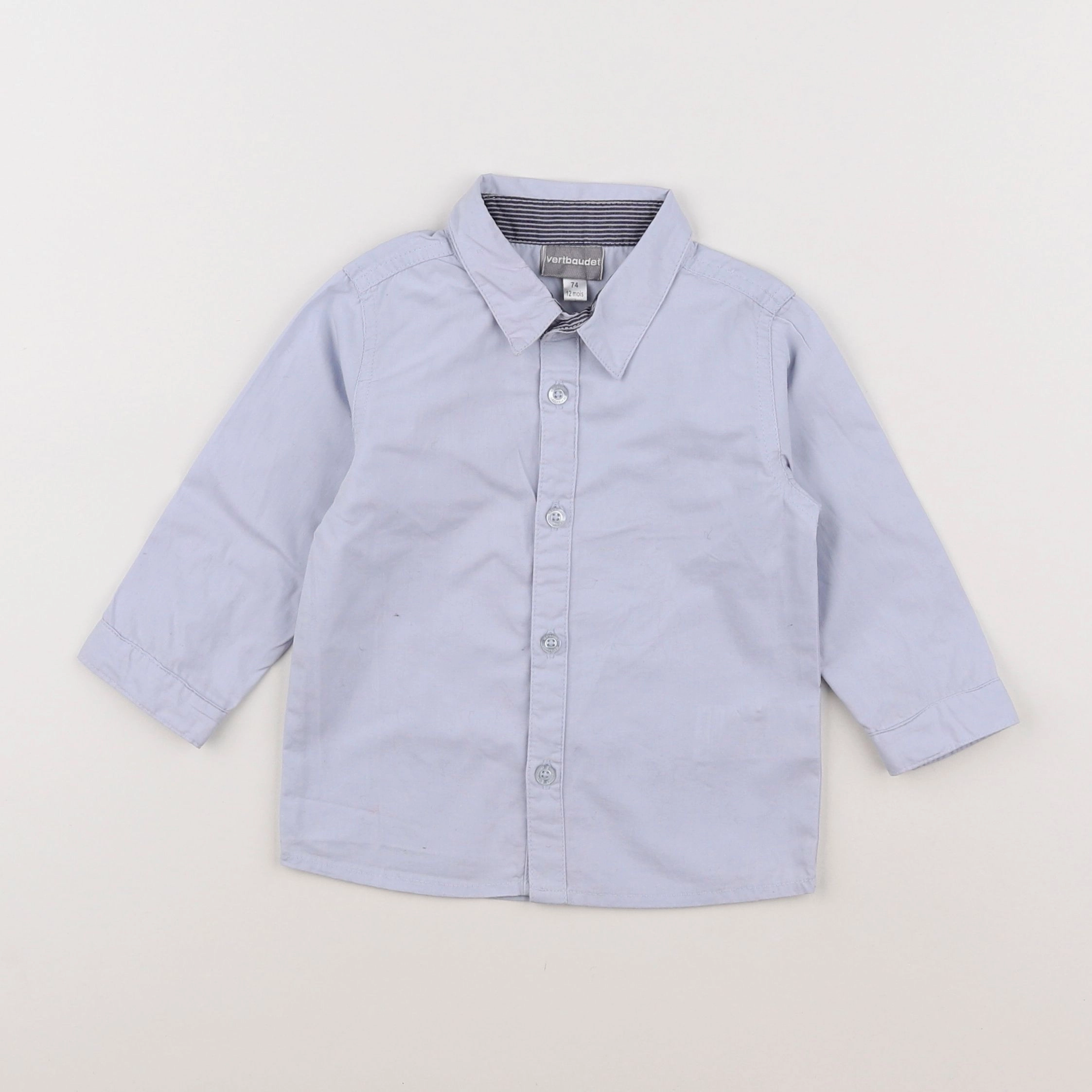 Vertbaudet - chemise bleu - 12 mois