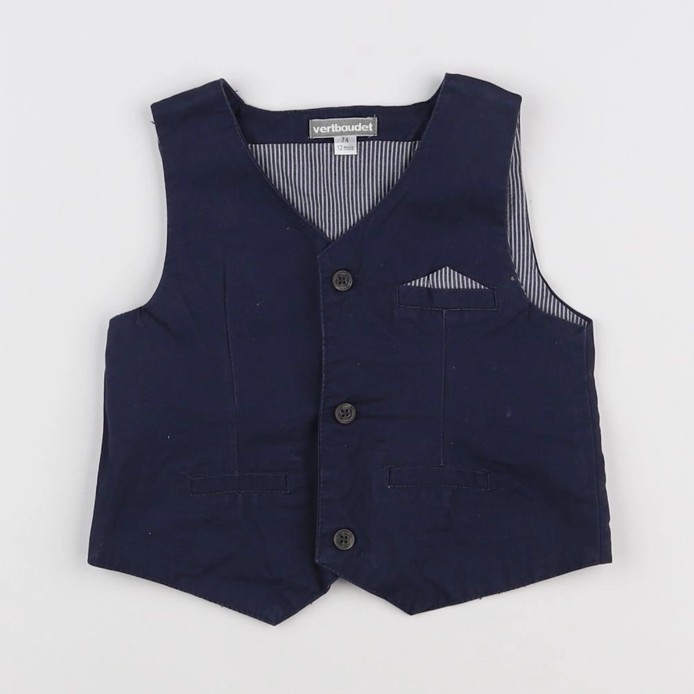 Vertbaudet - gilet bleu - 12 mois