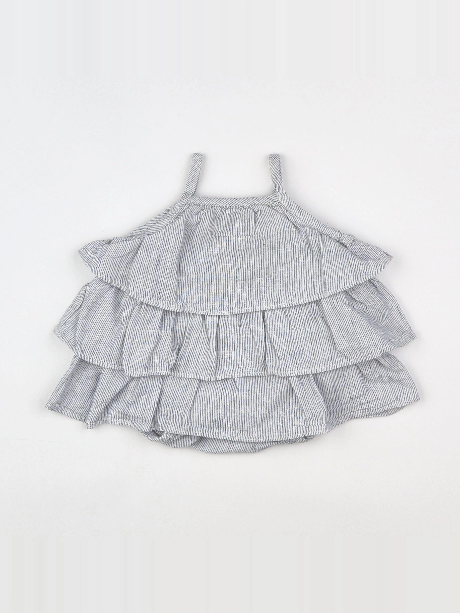H&M - blouse bleu, blanc - 1/3 mois
