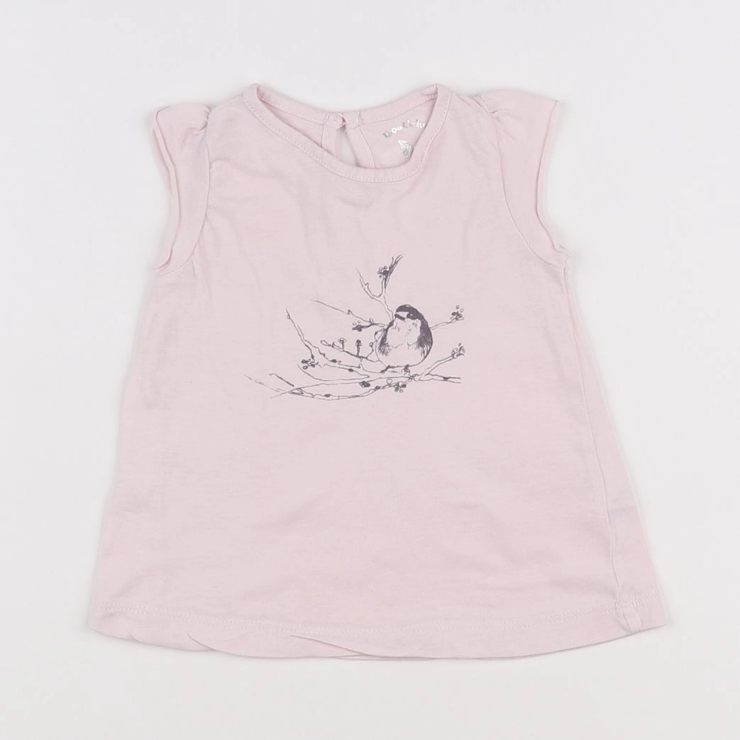 Boutchou - tee-shirt rose, argent - 6 mois