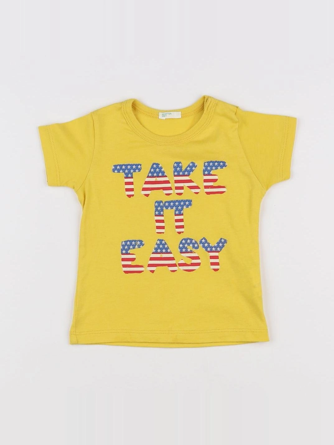 Benetton - tee-shirt jaune - 6/9 mois