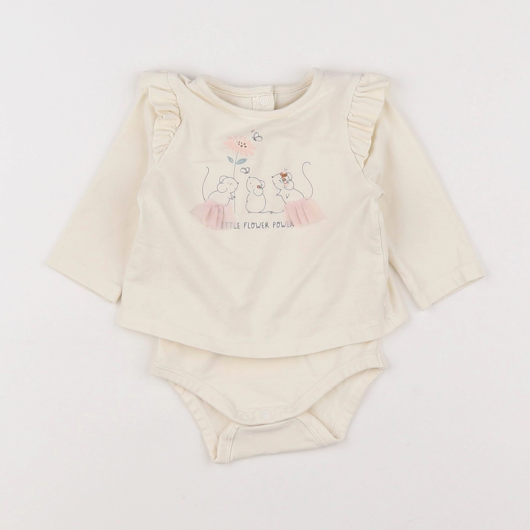 Vertbaudet - body tee-shirt beige - 3 mois
