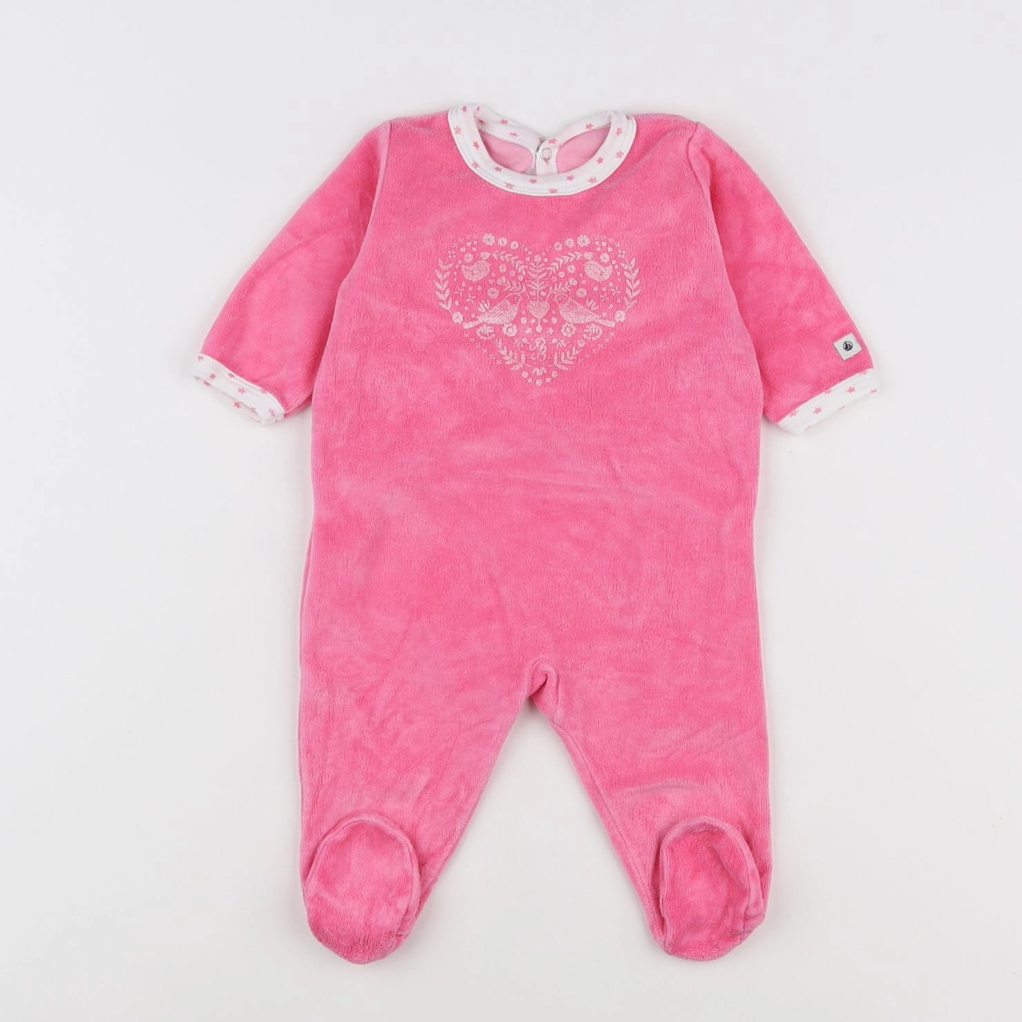 Petit Bateau - pyjama velours rose - 3 mois