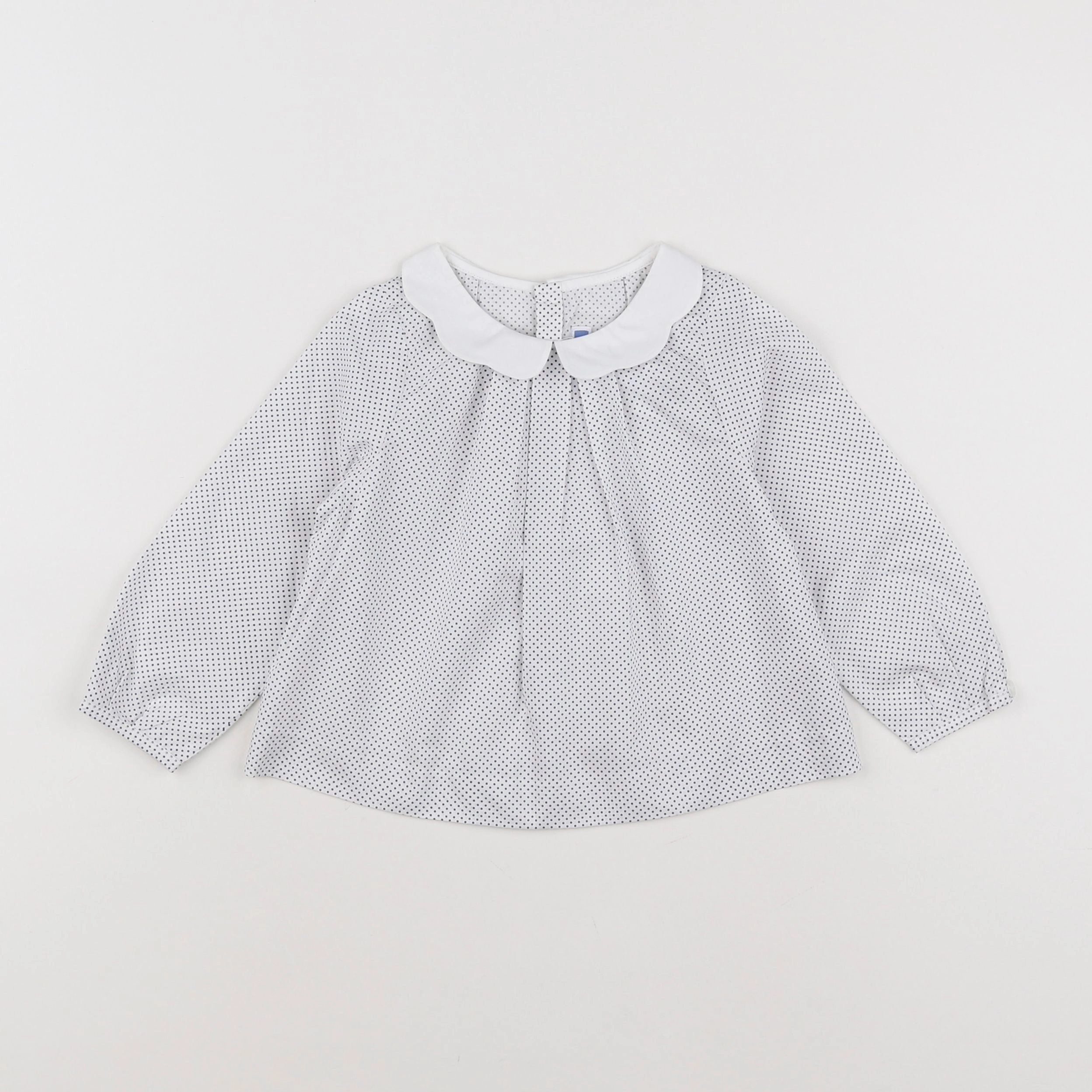 Jacadi - blouse blanc, bleu - 18 mois