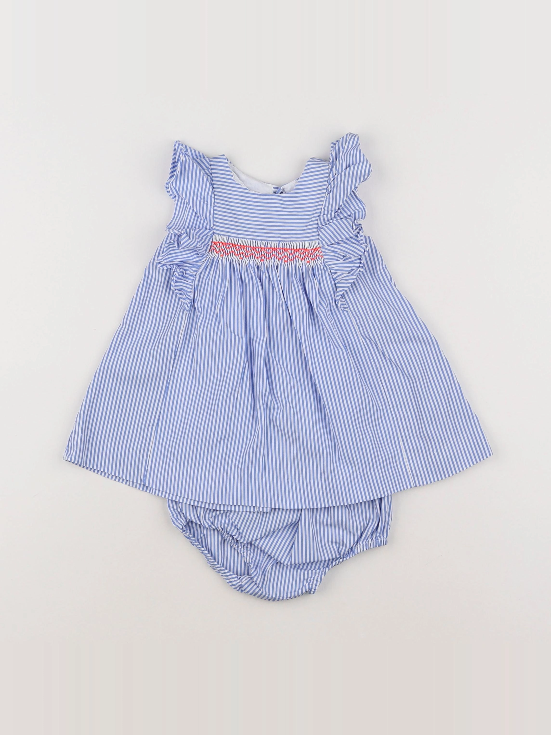 Jacadi - robe blanc, bleu - 6 mois