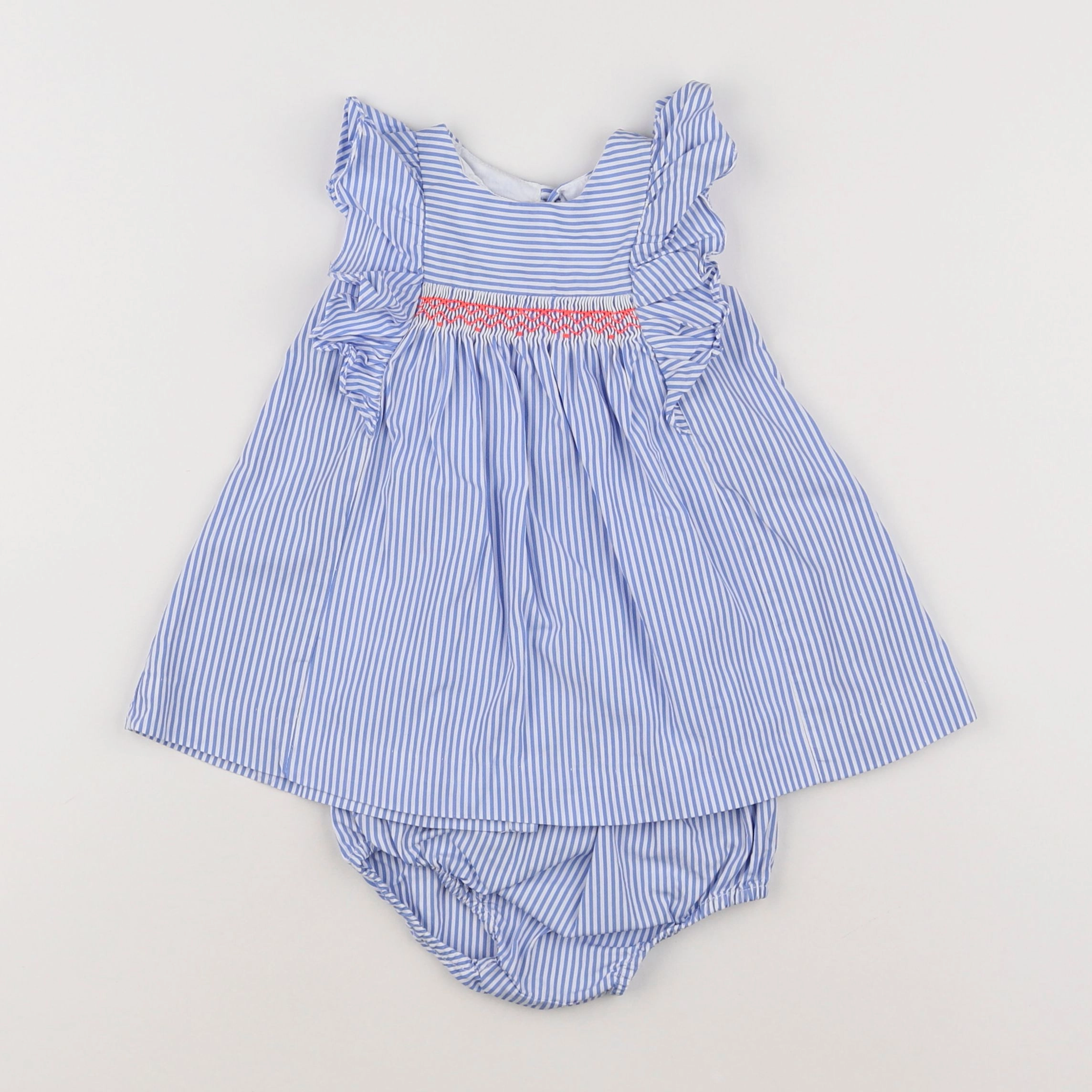 Jacadi - robe blanc, bleu - 6 mois