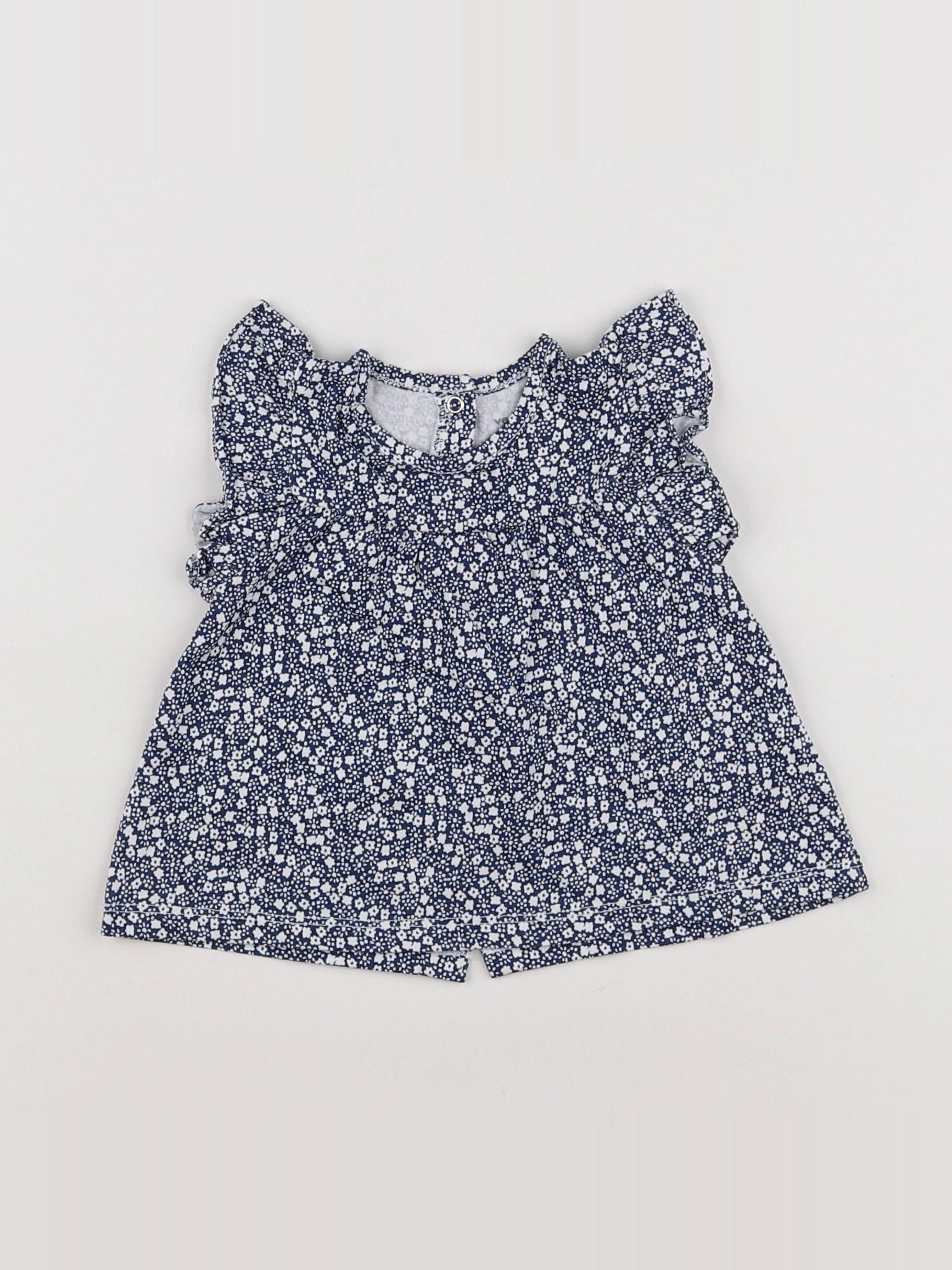 Vertbaudet - robe bleu, blanc - 9 mois