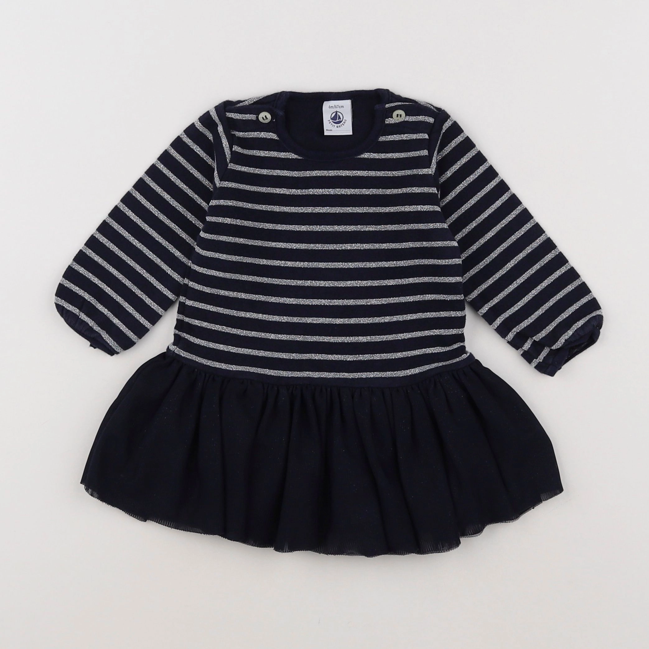 Petit Bateau - robe bleu - 6 mois