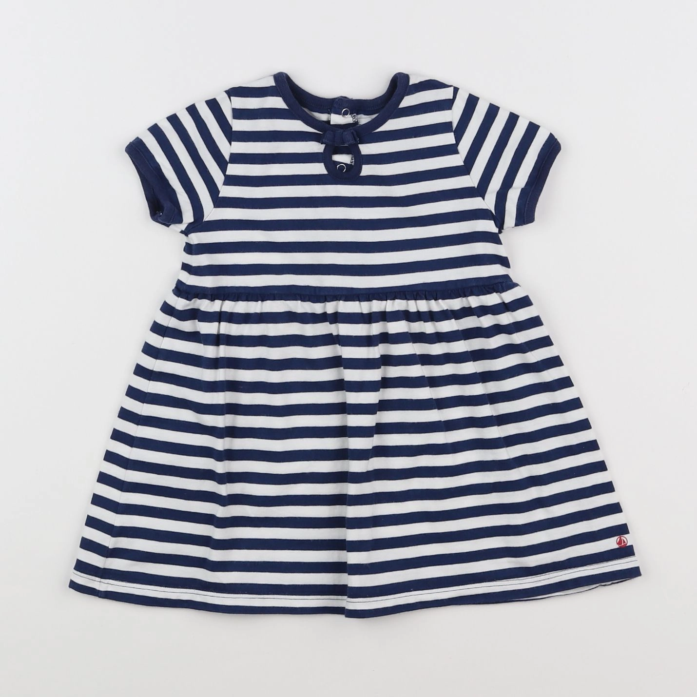 Petit Bateau - robe blanc, bleu - 18 mois