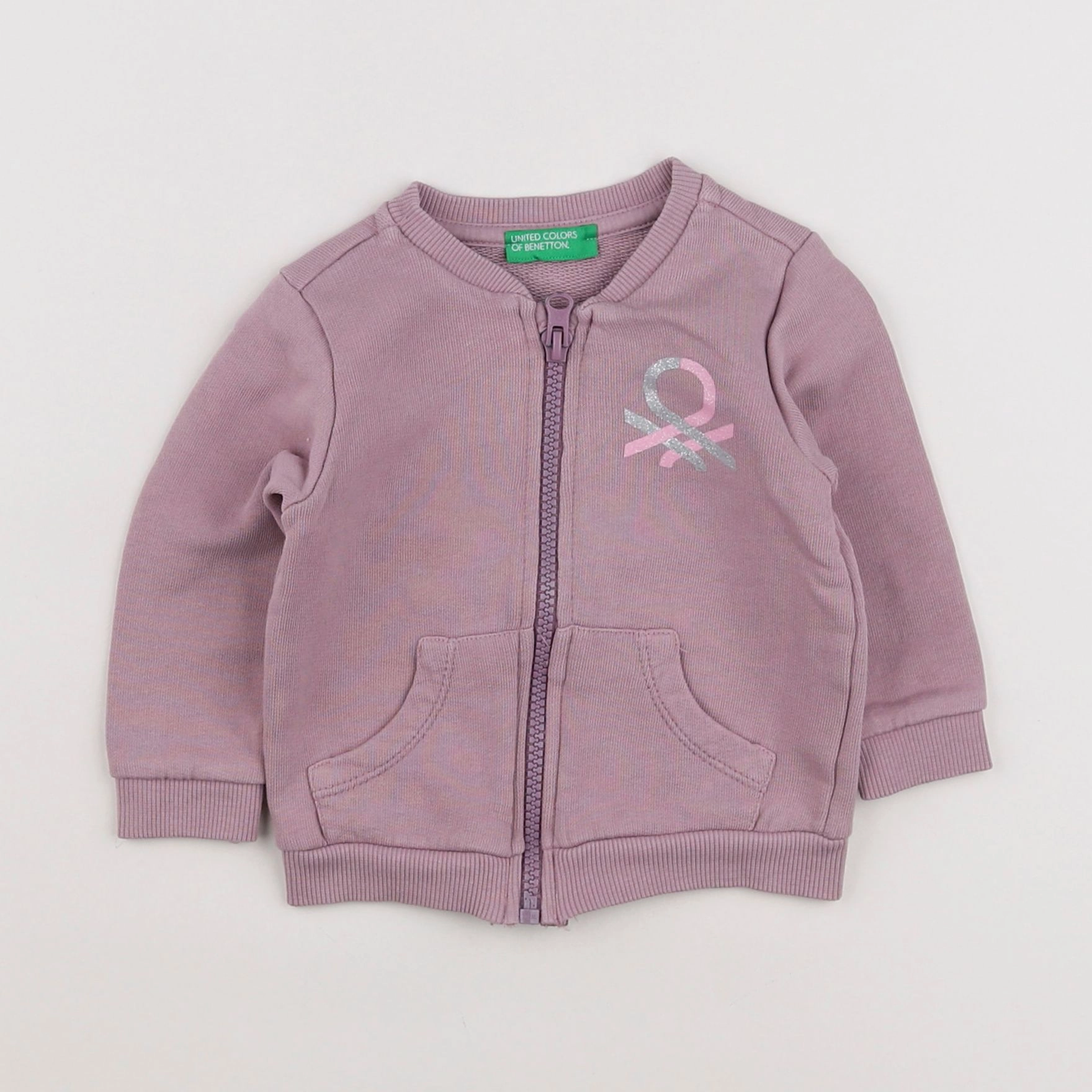 Benetton - sweat violet - 6/9 mois