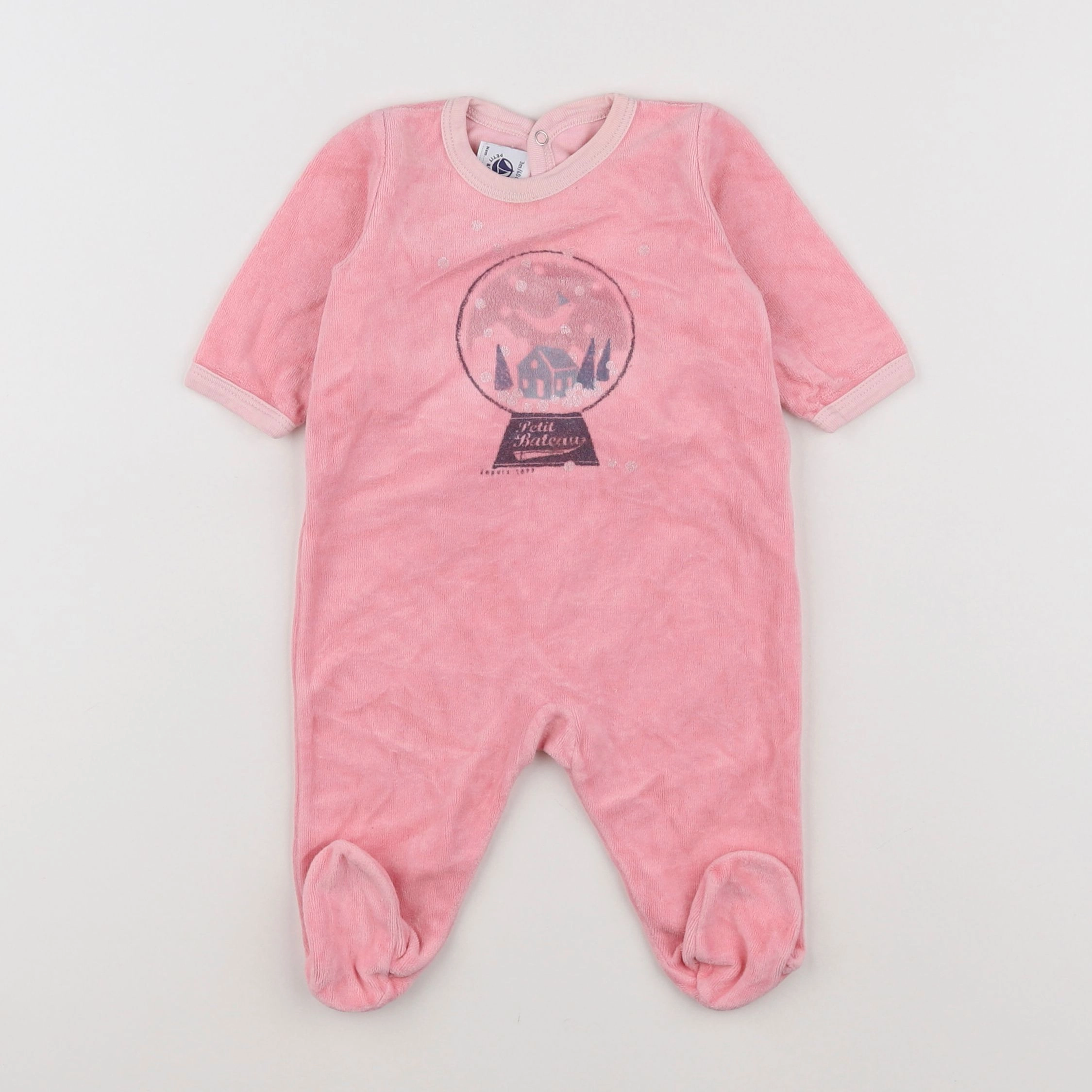 Petit Bateau - pyjama velours rose - 3 mois