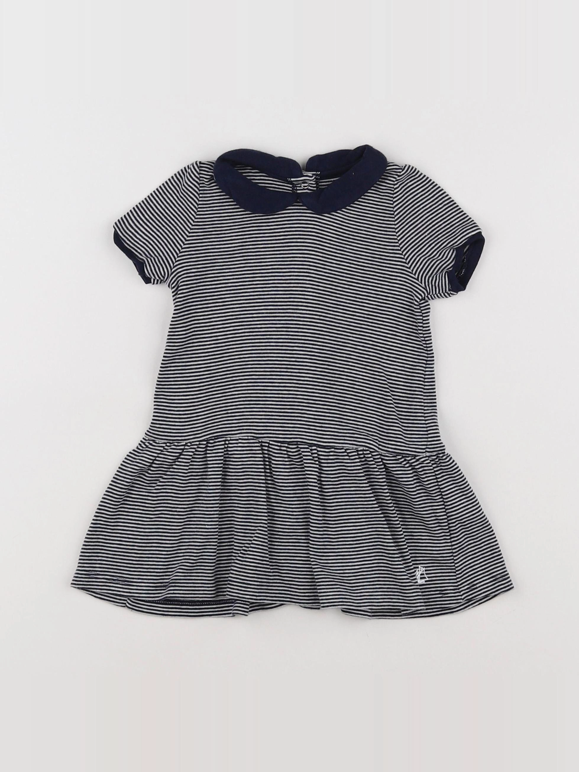 Petit Bateau - robe bleu, blanc - 3 mois