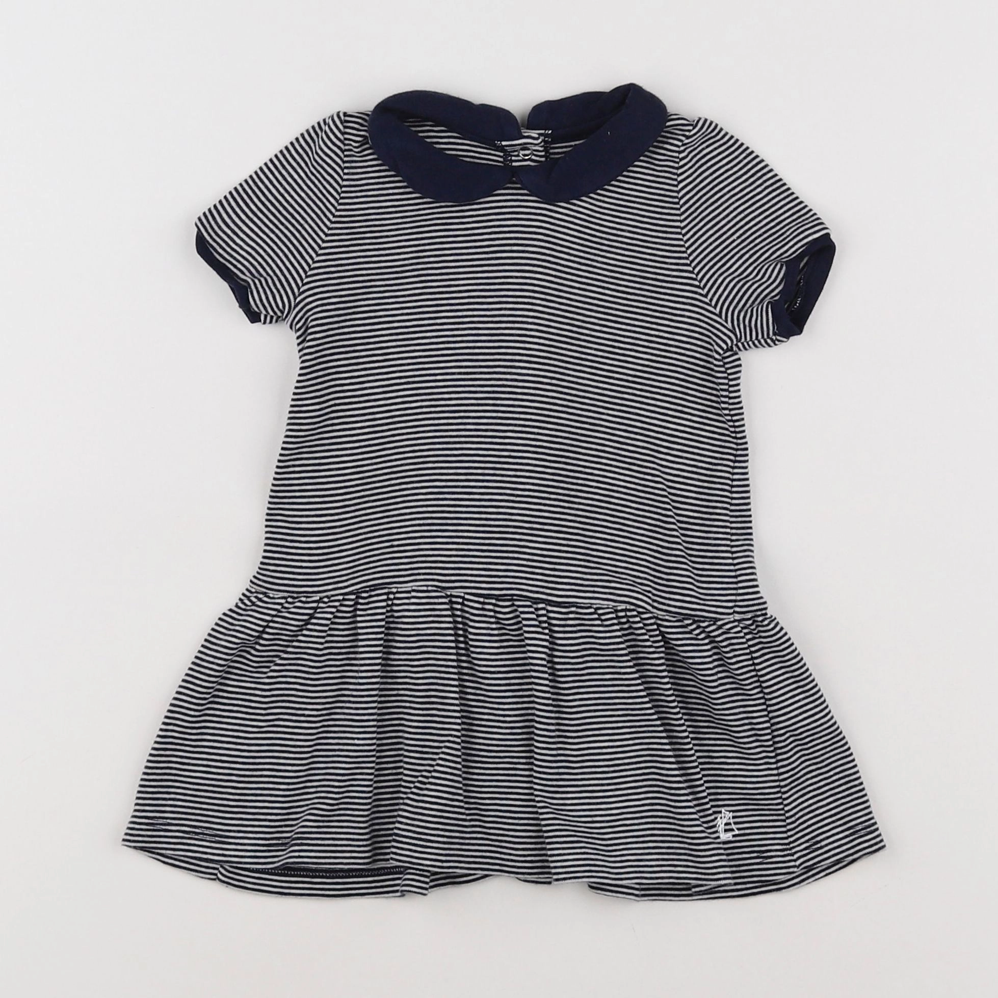 Petit Bateau - robe bleu, blanc - 3 mois