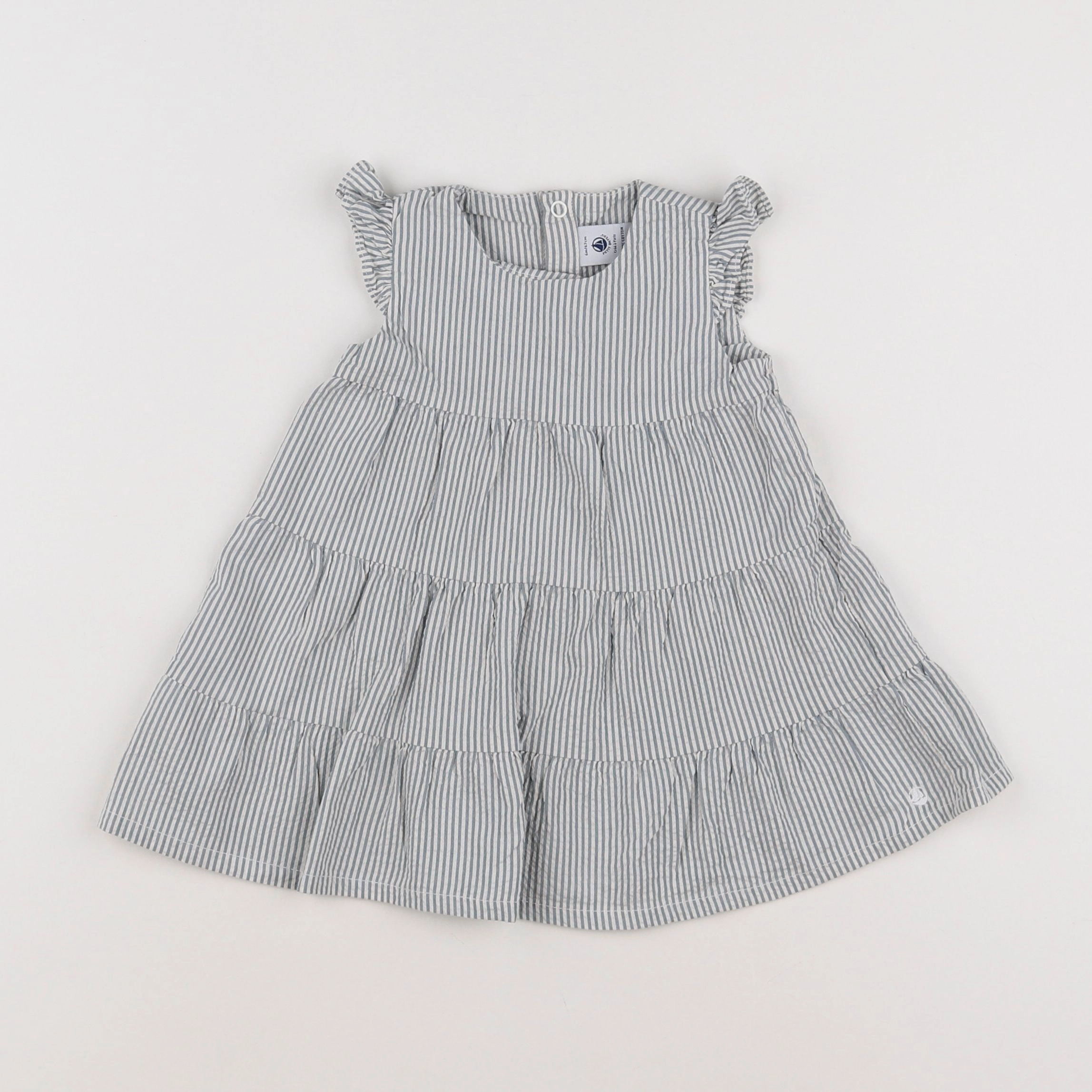 Petit Bateau - robe blanc, bleu - 6 mois