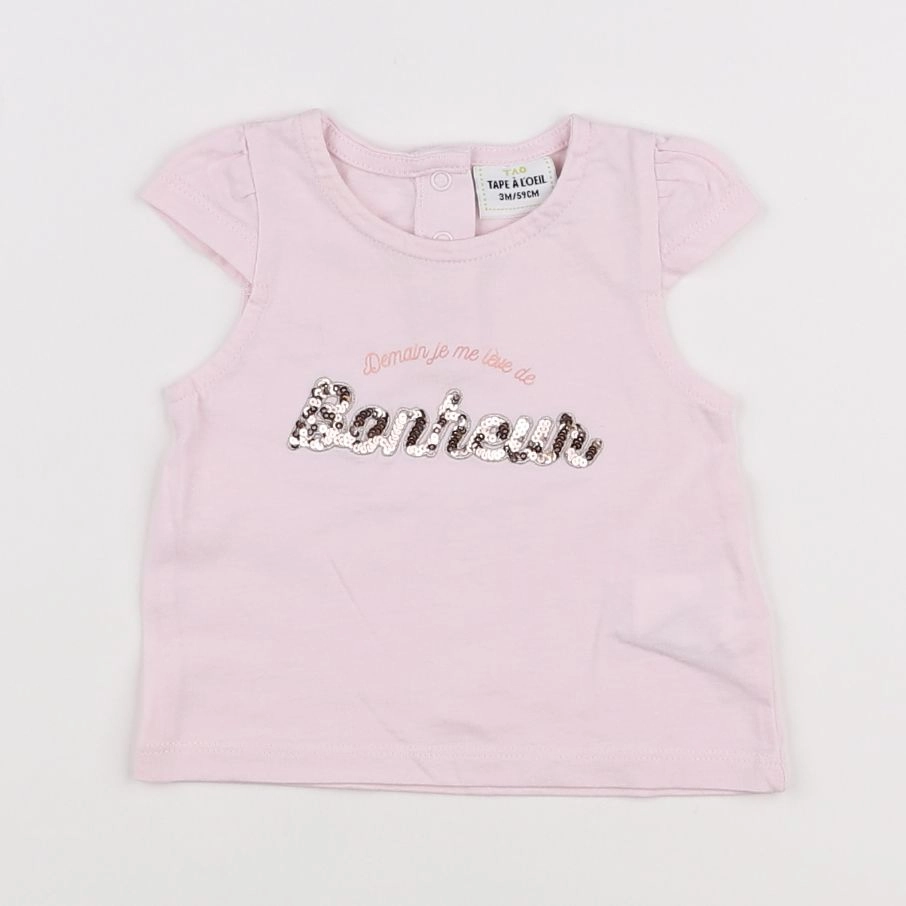 Tape à l'oeil - tee-shirt rose - 3 mois