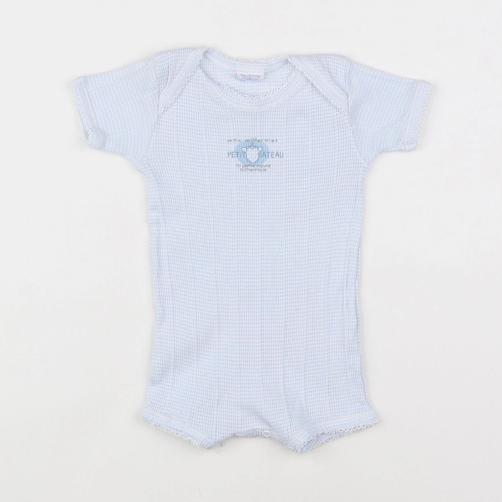 Petit Bateau - pyjama coton bleu - 3 mois