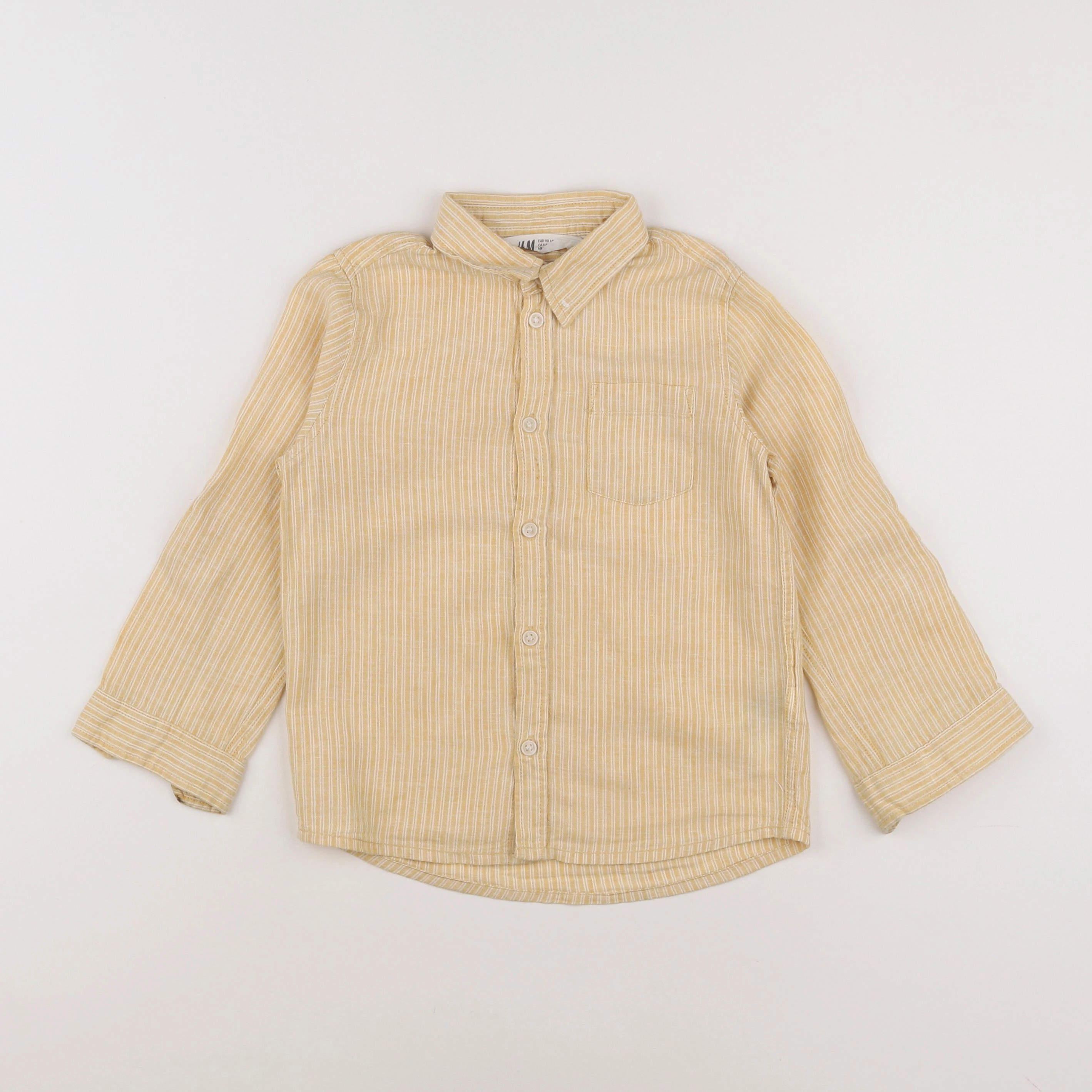 H&M - chemise jaune, blanc - 4/5 ans