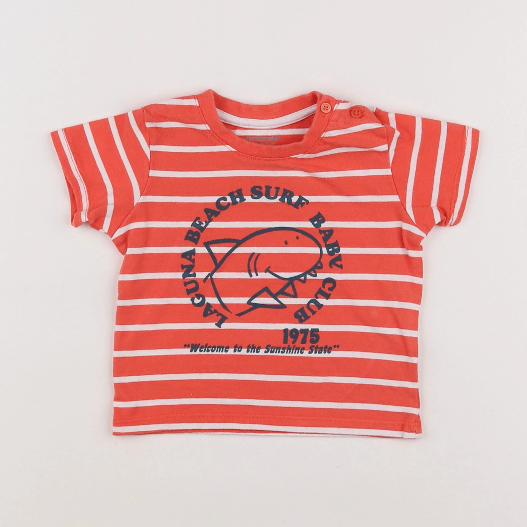 Vertbaudet - tee-shirt rouge, blanc - 12 mois