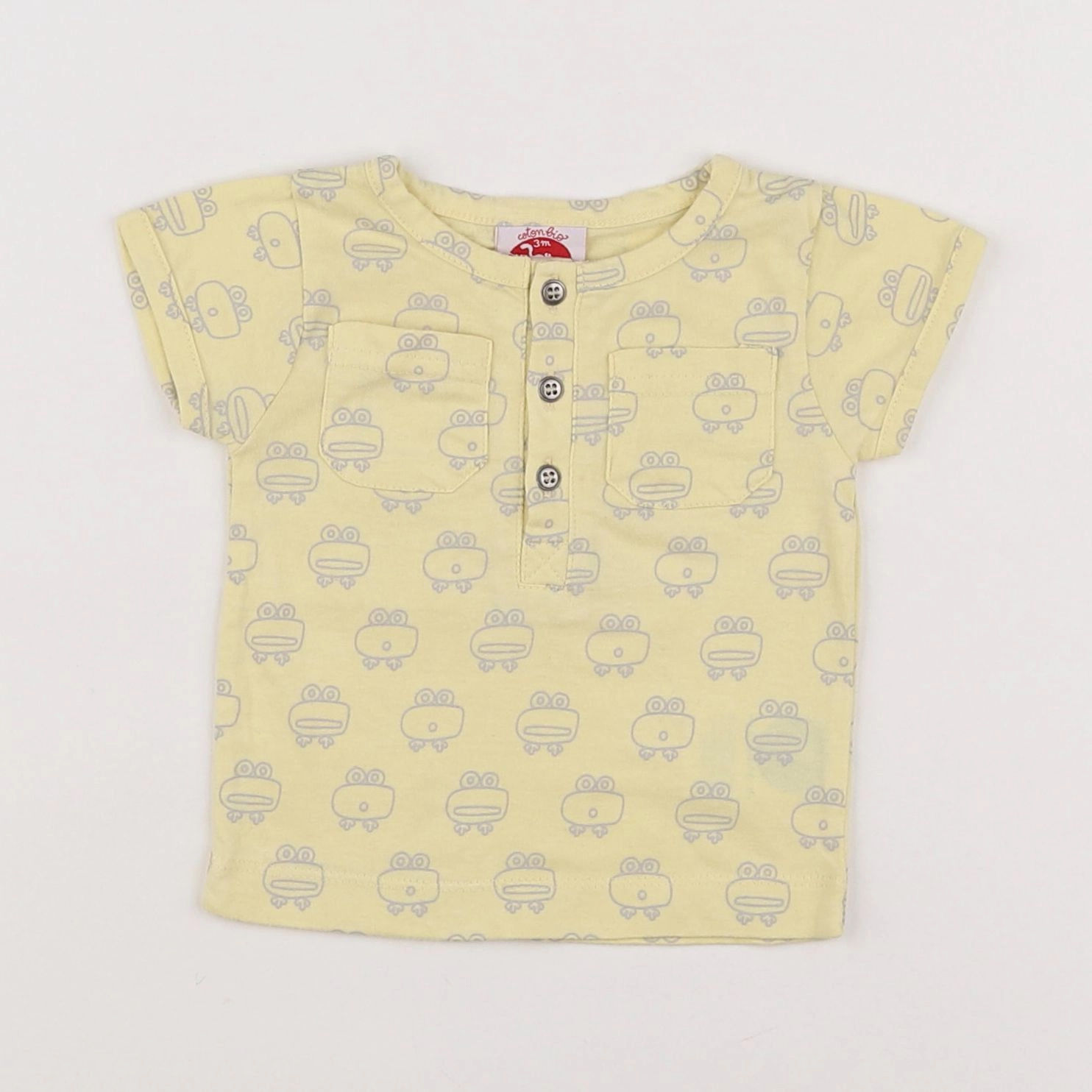 La queue du chat - tee-shirt jaune, gris - 3 mois