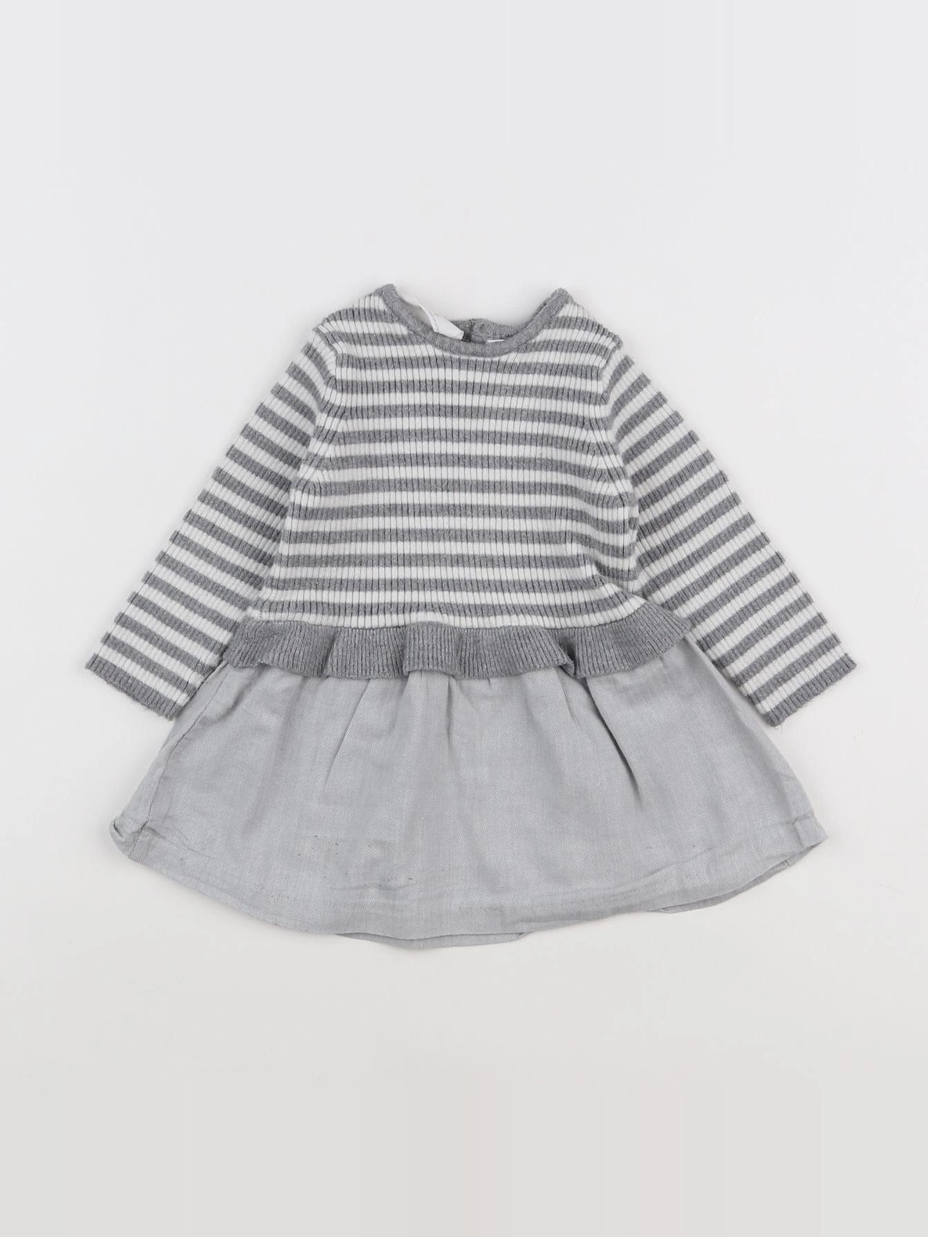 Zara - robe gris - 6/9 mois