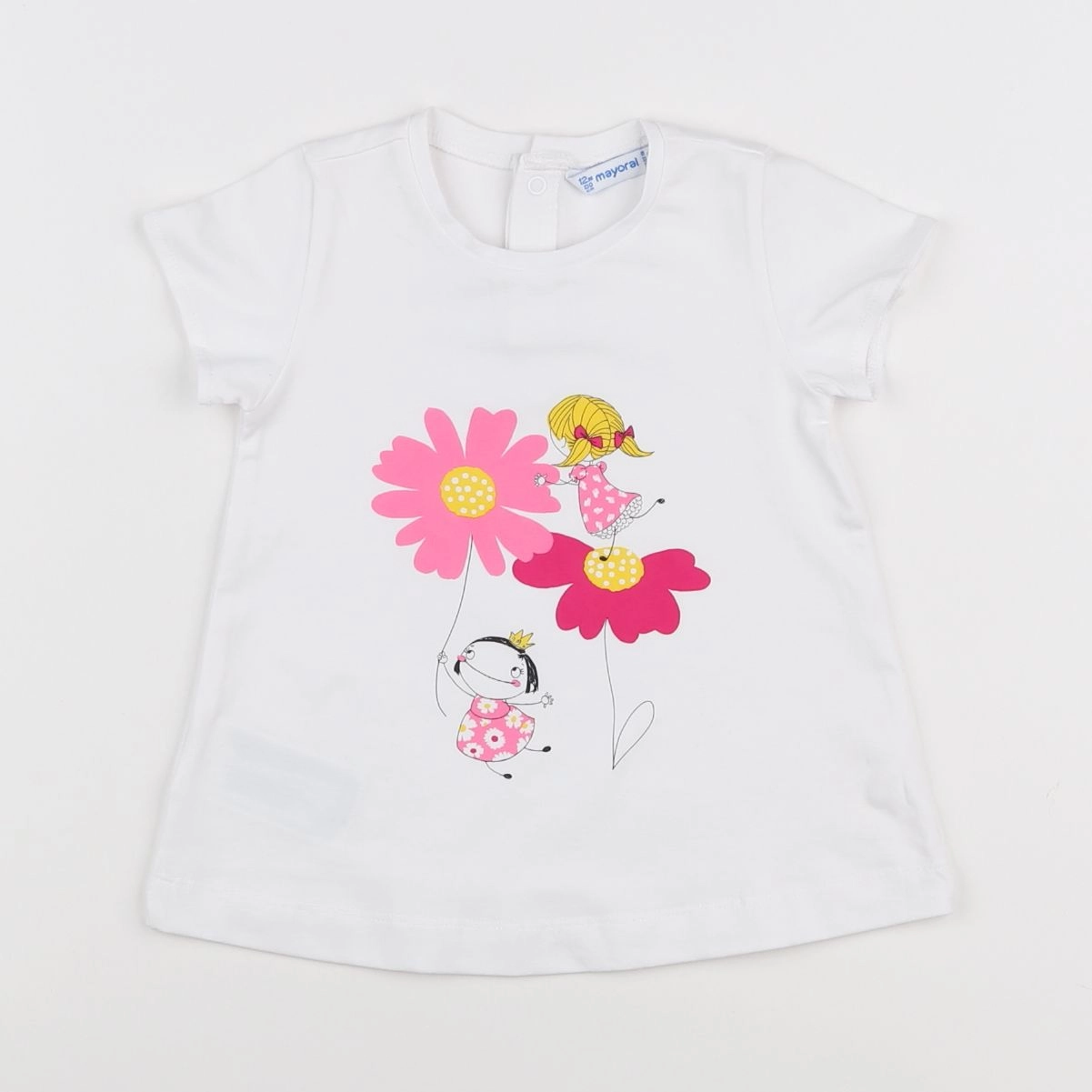 Mayoral - tee-shirt blanc, rose - 12 mois