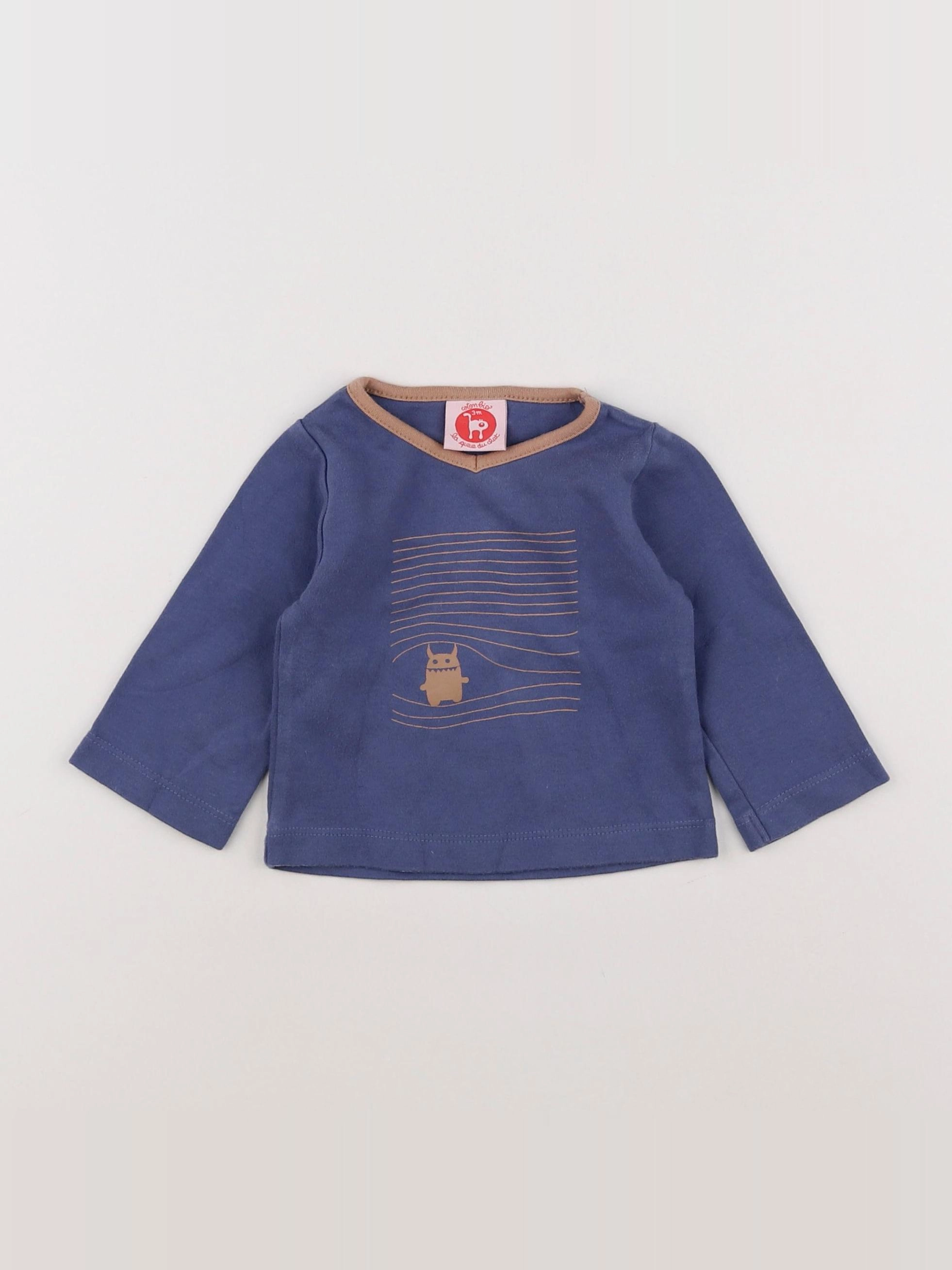 La queue du chat - tee-shirt bleu - 3 mois