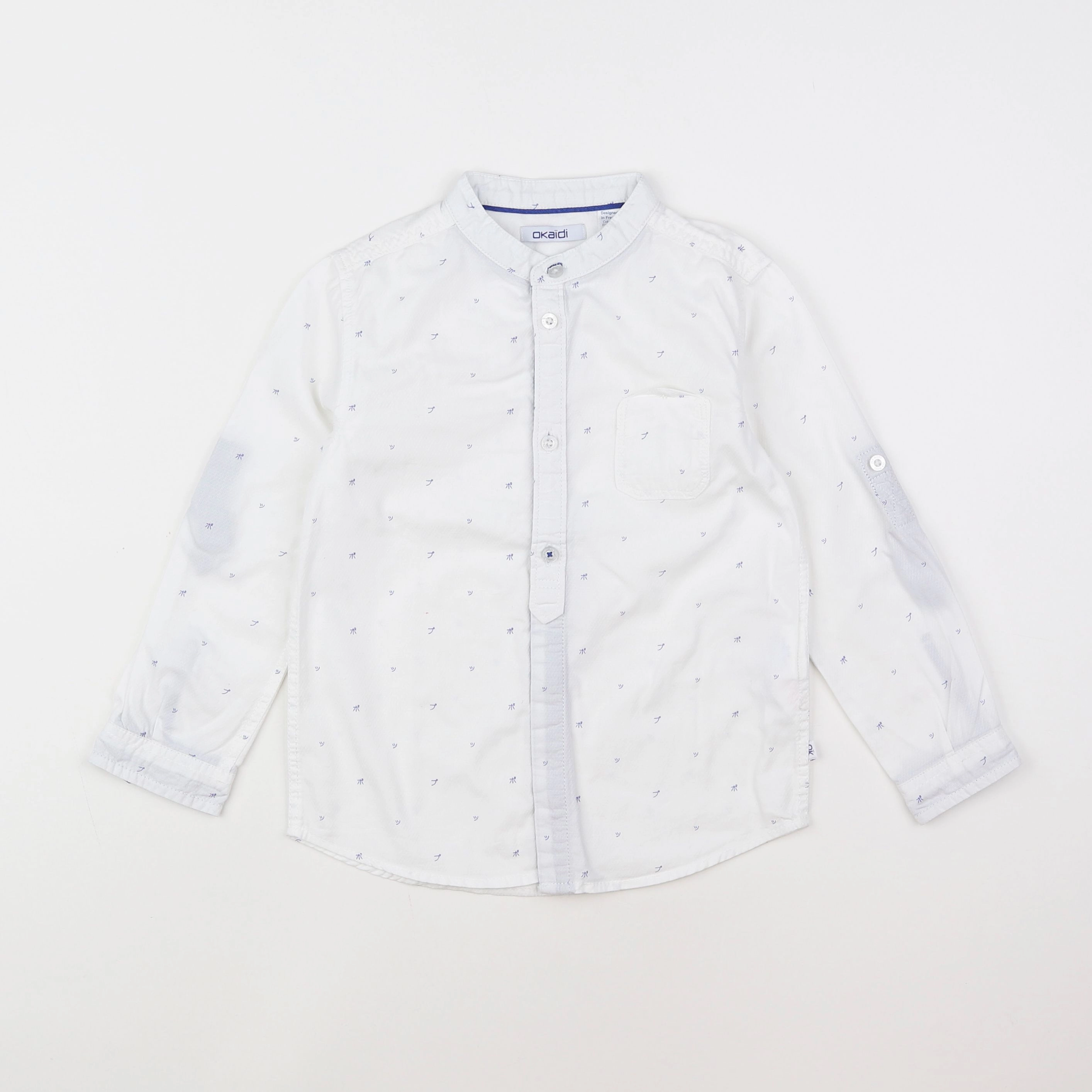 Okaidi - chemise blanc, bleu - 5 ans