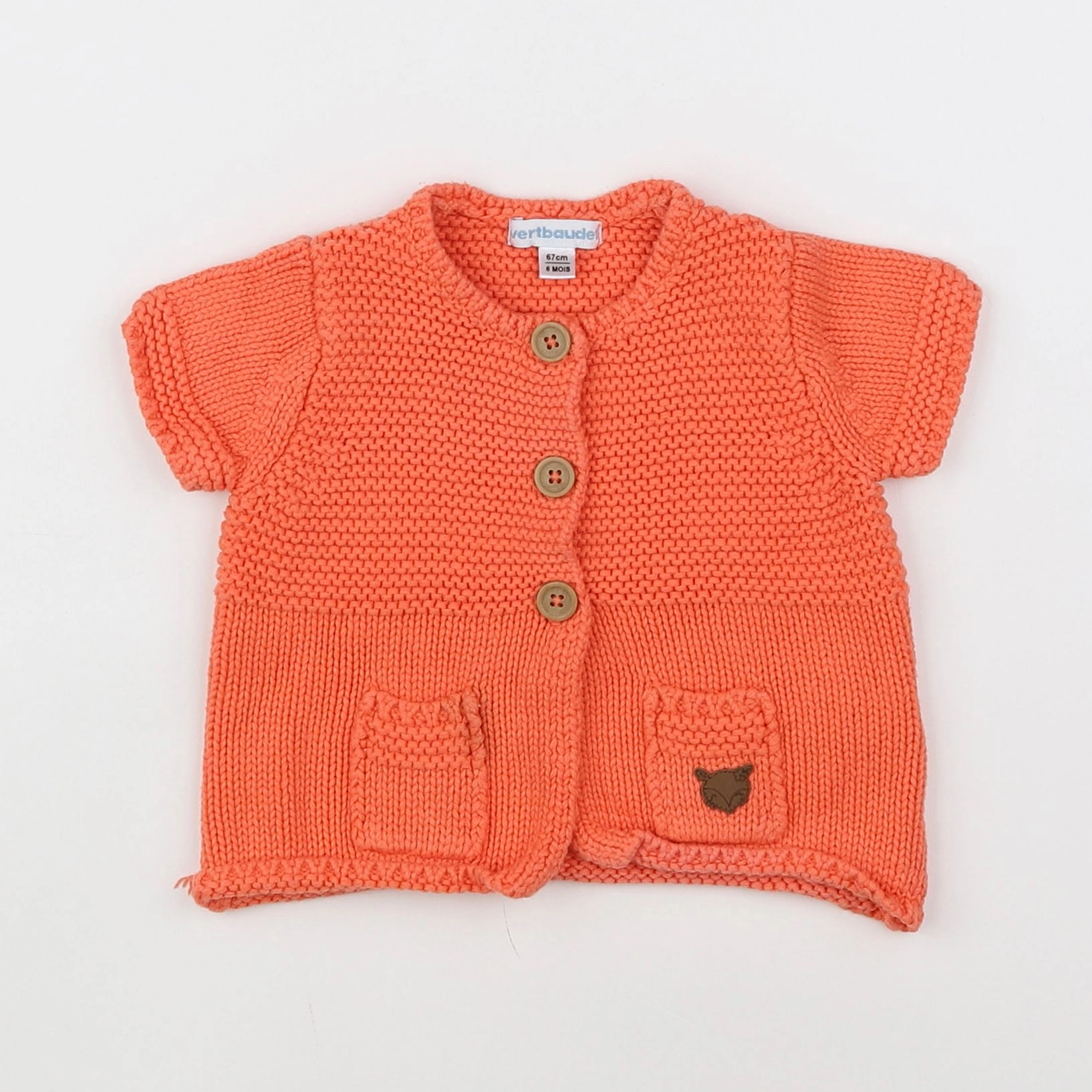 Vertbaudet - gilet orange - 6 mois