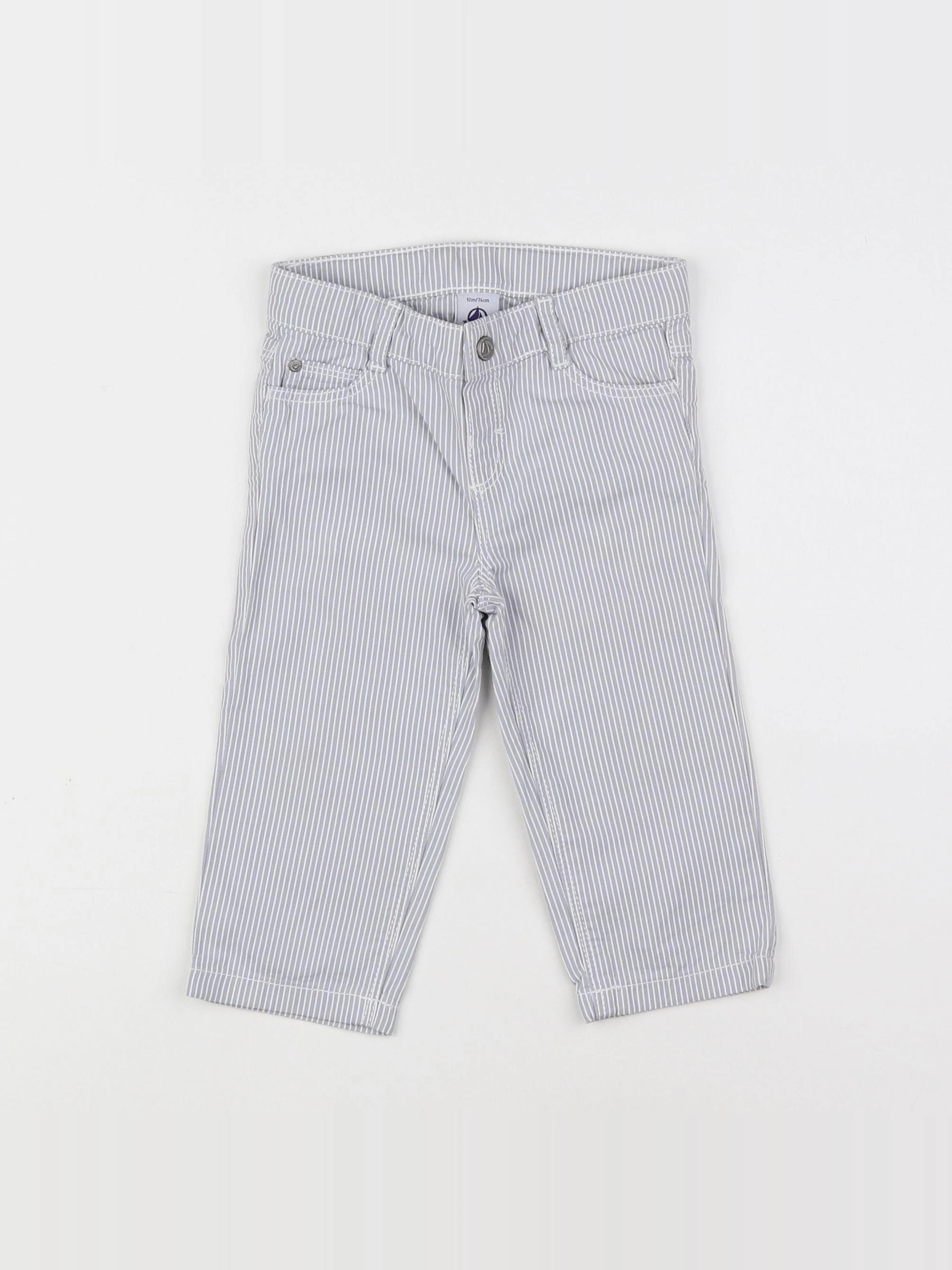 Petit Bateau - pantalon gris - 12 mois