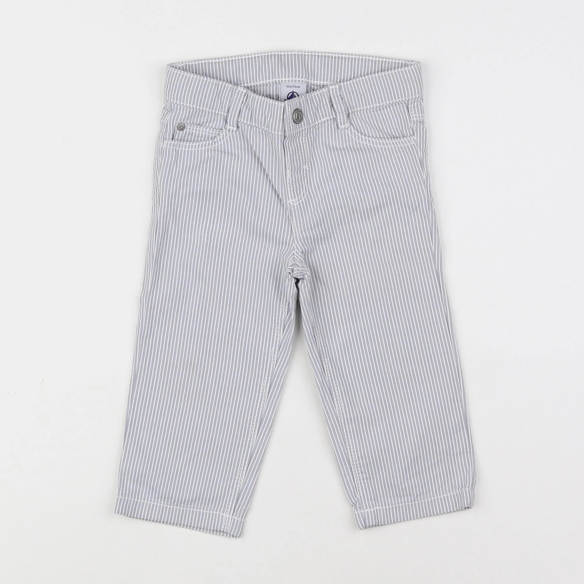 Petit Bateau - pantalon gris - 12 mois