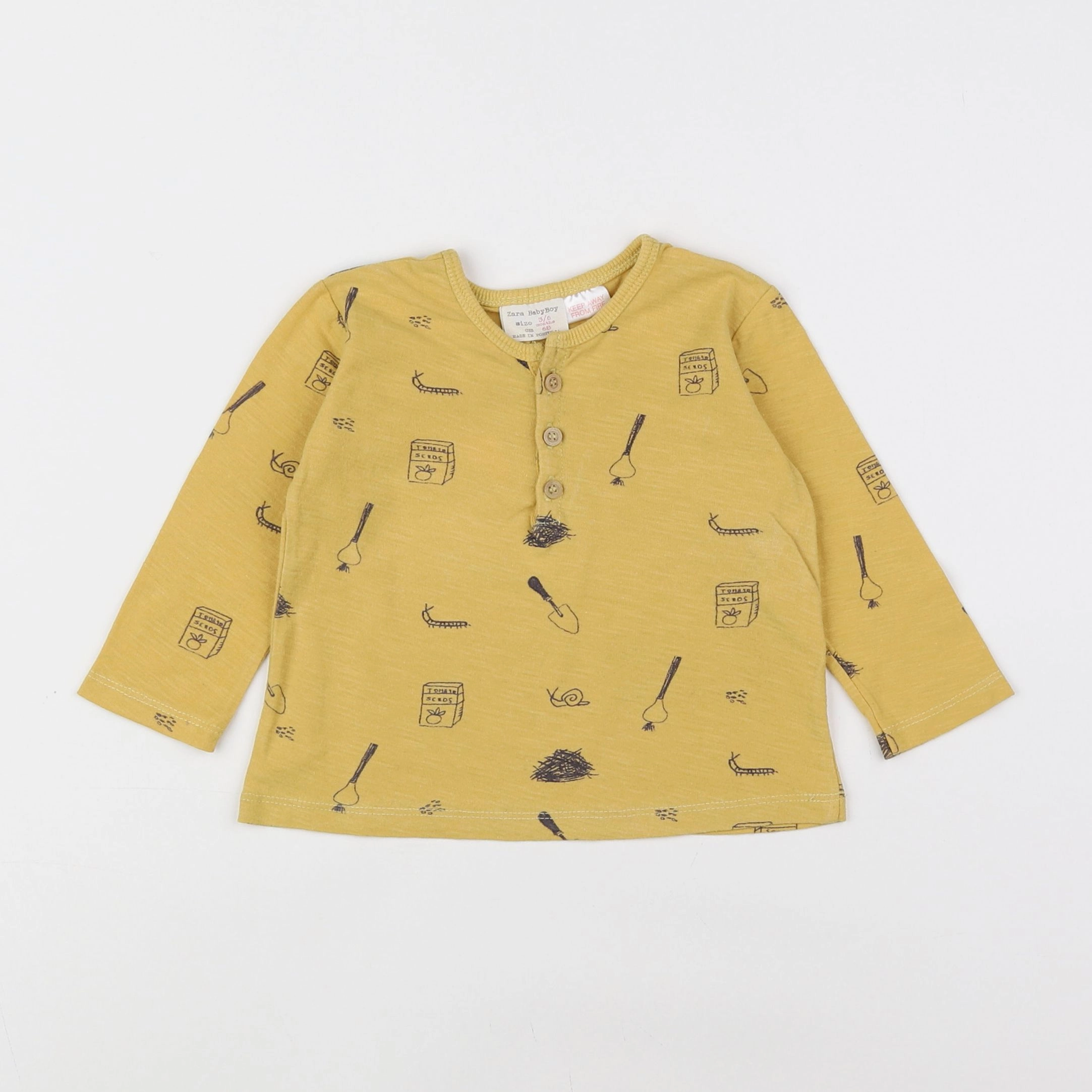 Zara - tee-shirt jaune - 3/6 mois