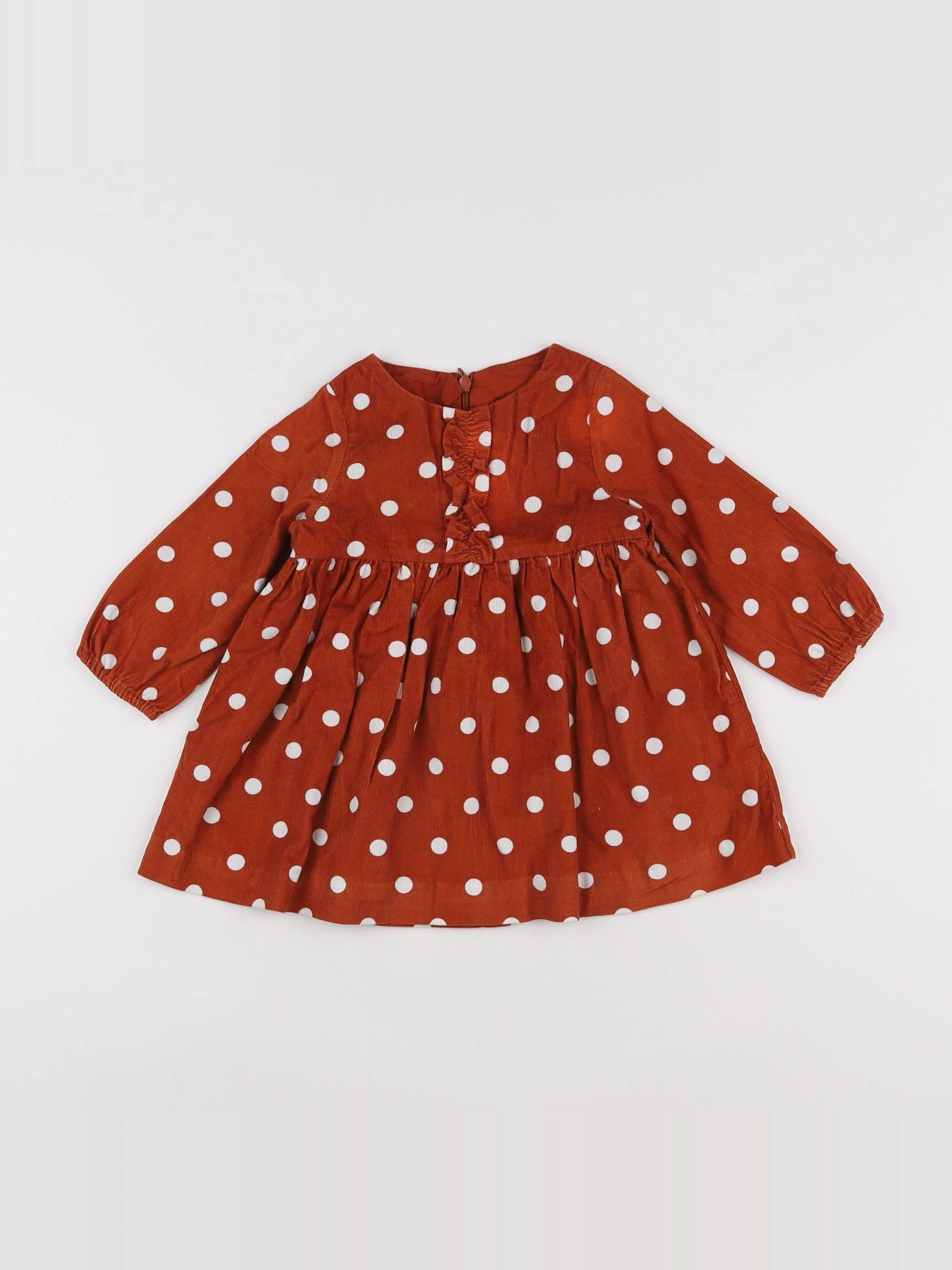 Jacadi - robe orange, blanc - 12 mois