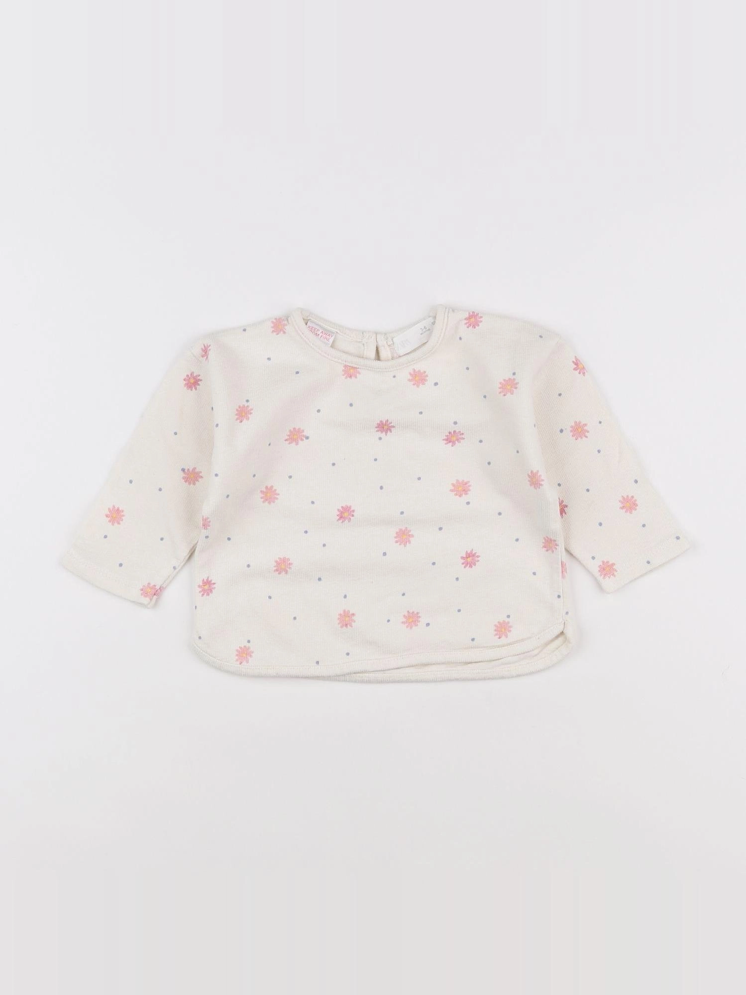Zara - tee-shirt beige, rose - 3/6 mois