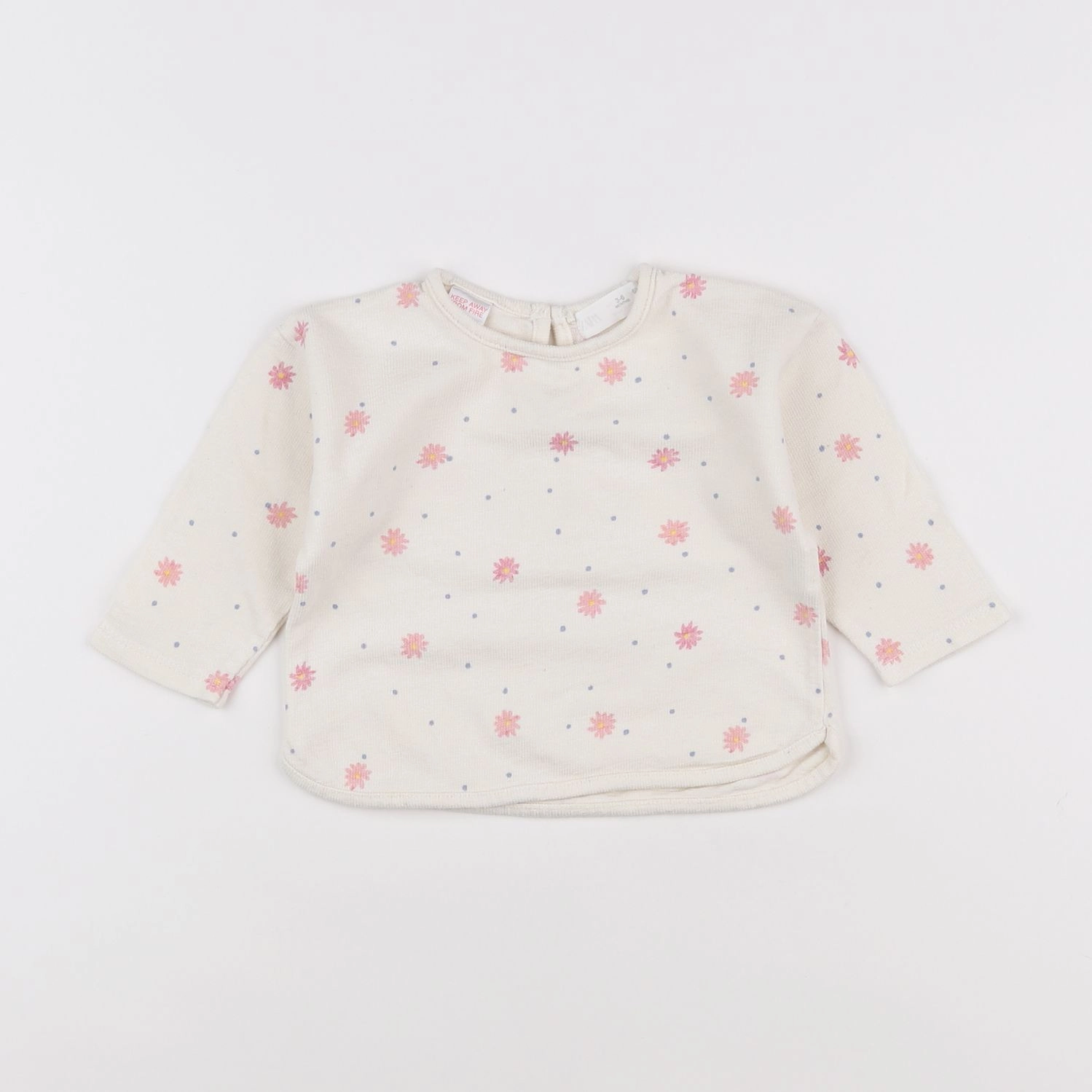 Zara - tee-shirt beige, rose - 3/6 mois