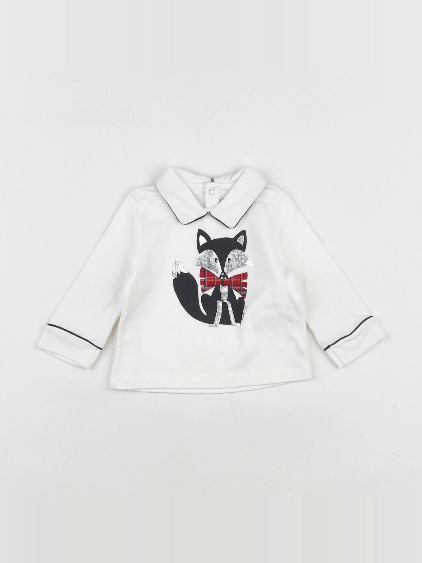 Petit Bateau - tee-shirt blanc, argent - 6 mois