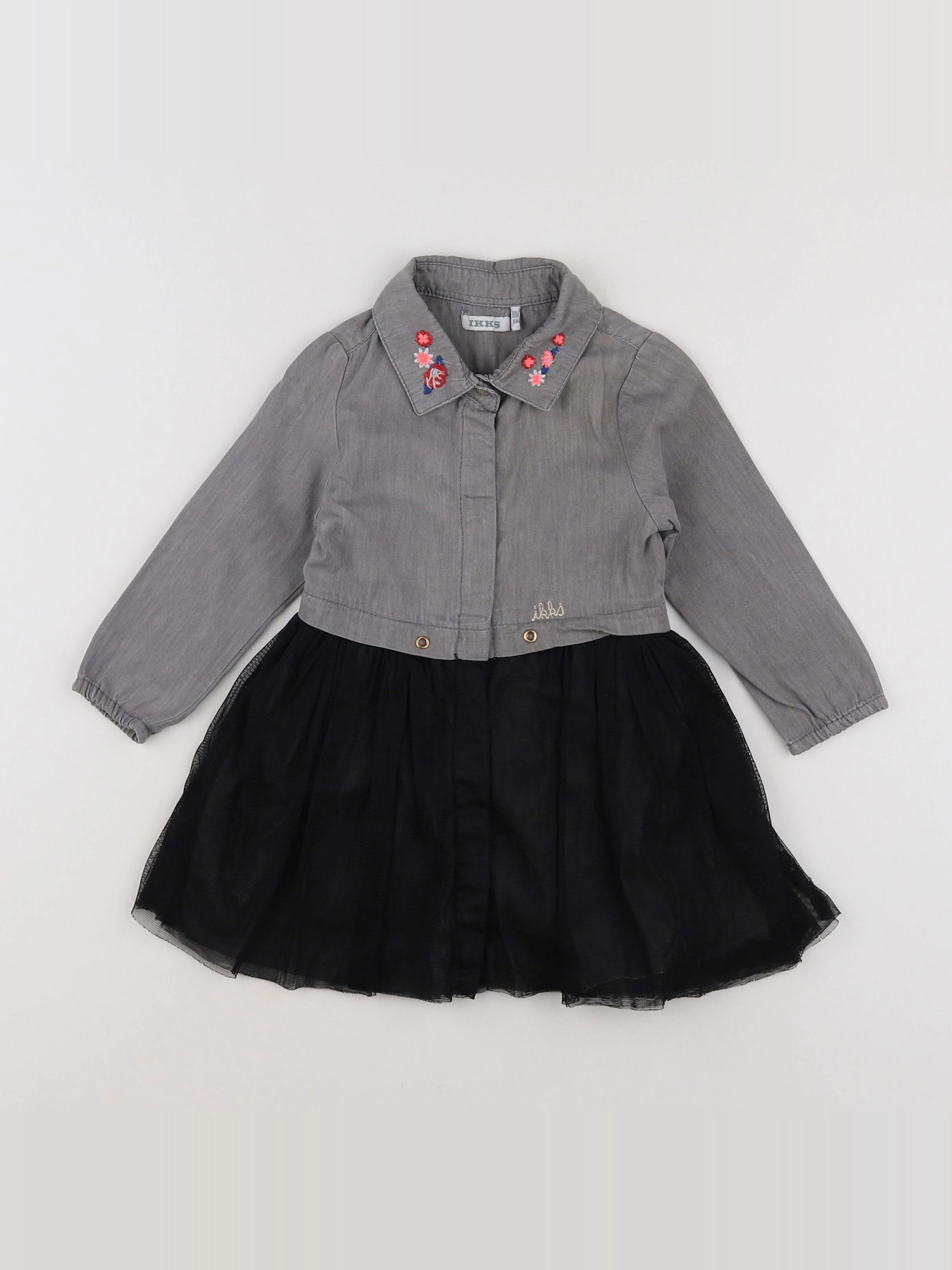IKKS - robe noir, gris - 18 mois