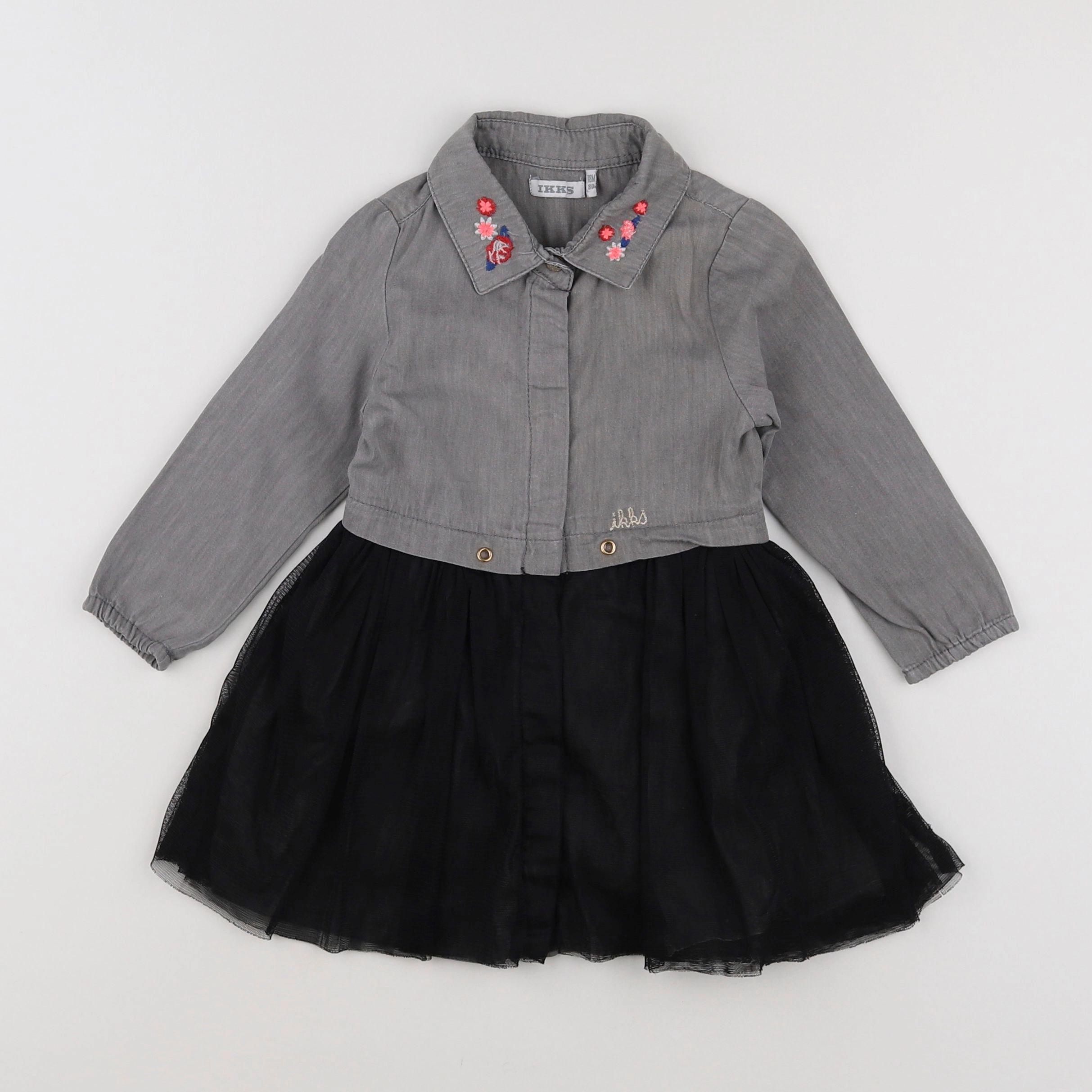 IKKS - robe noir, gris - 18 mois