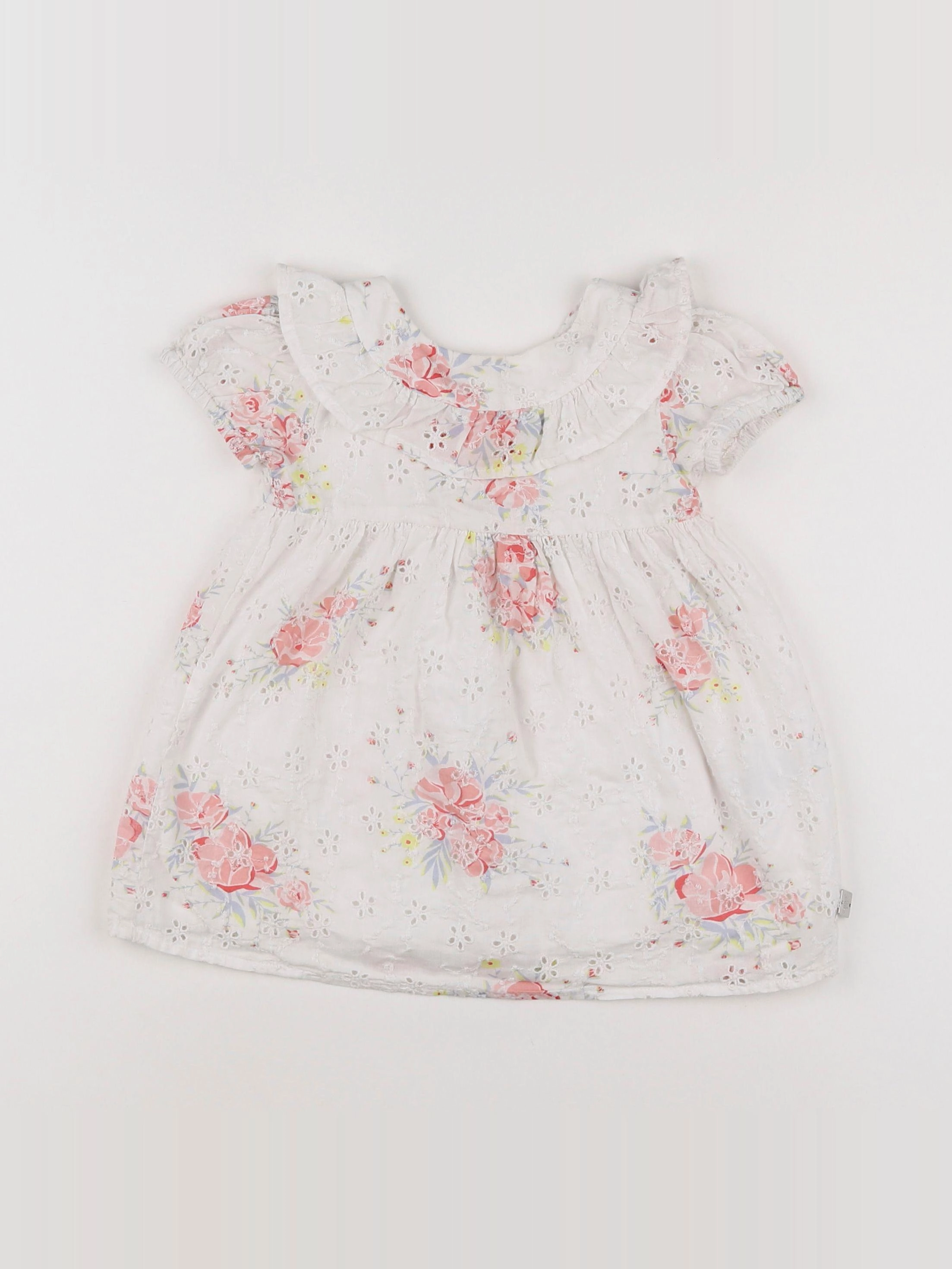 Carrément Beau - robe blanc, rose - 12 mois