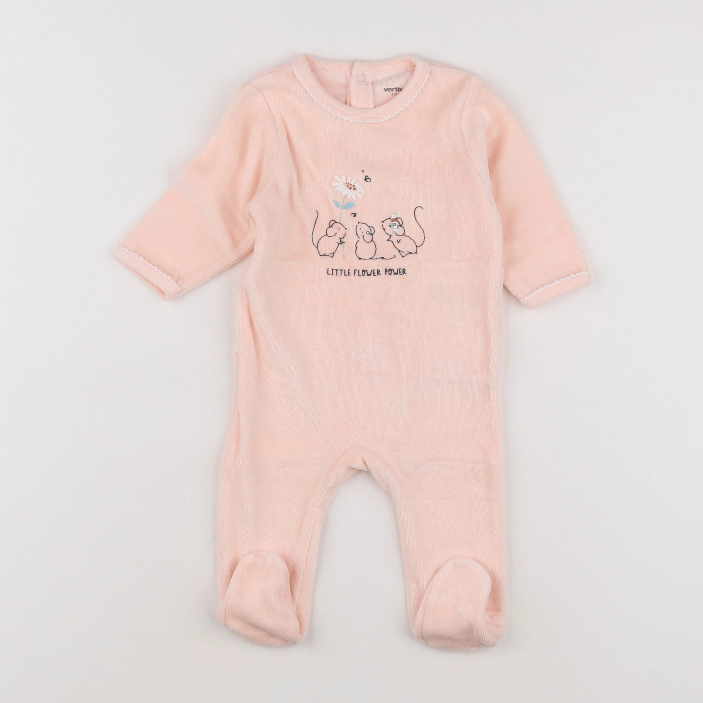 Vertbaudet - pyjama velours rose - 3 mois